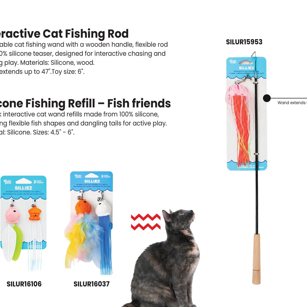 Interactive Cat Fishing Rod and Fish Friends