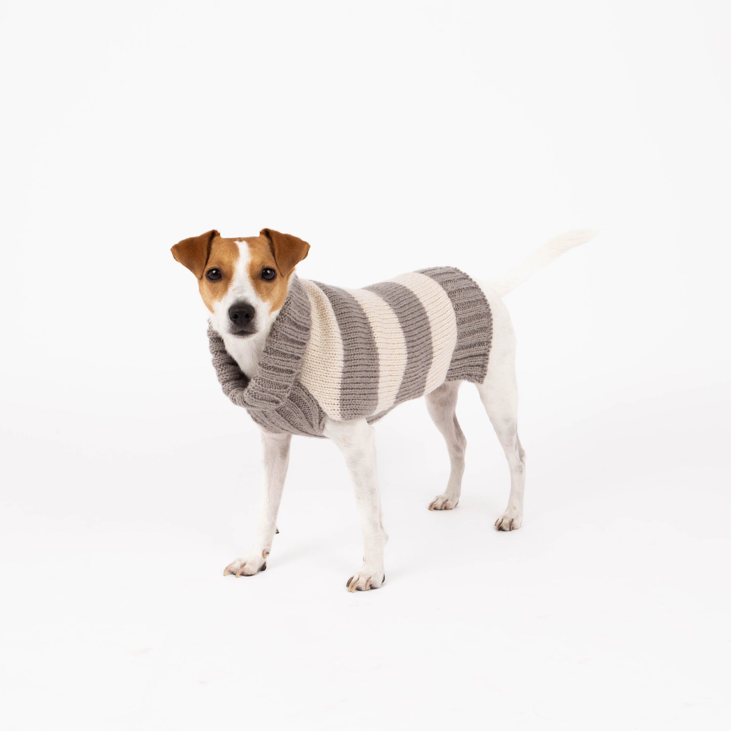 Fashion Stripes Dog Sweater, Grey and Beige Stripes