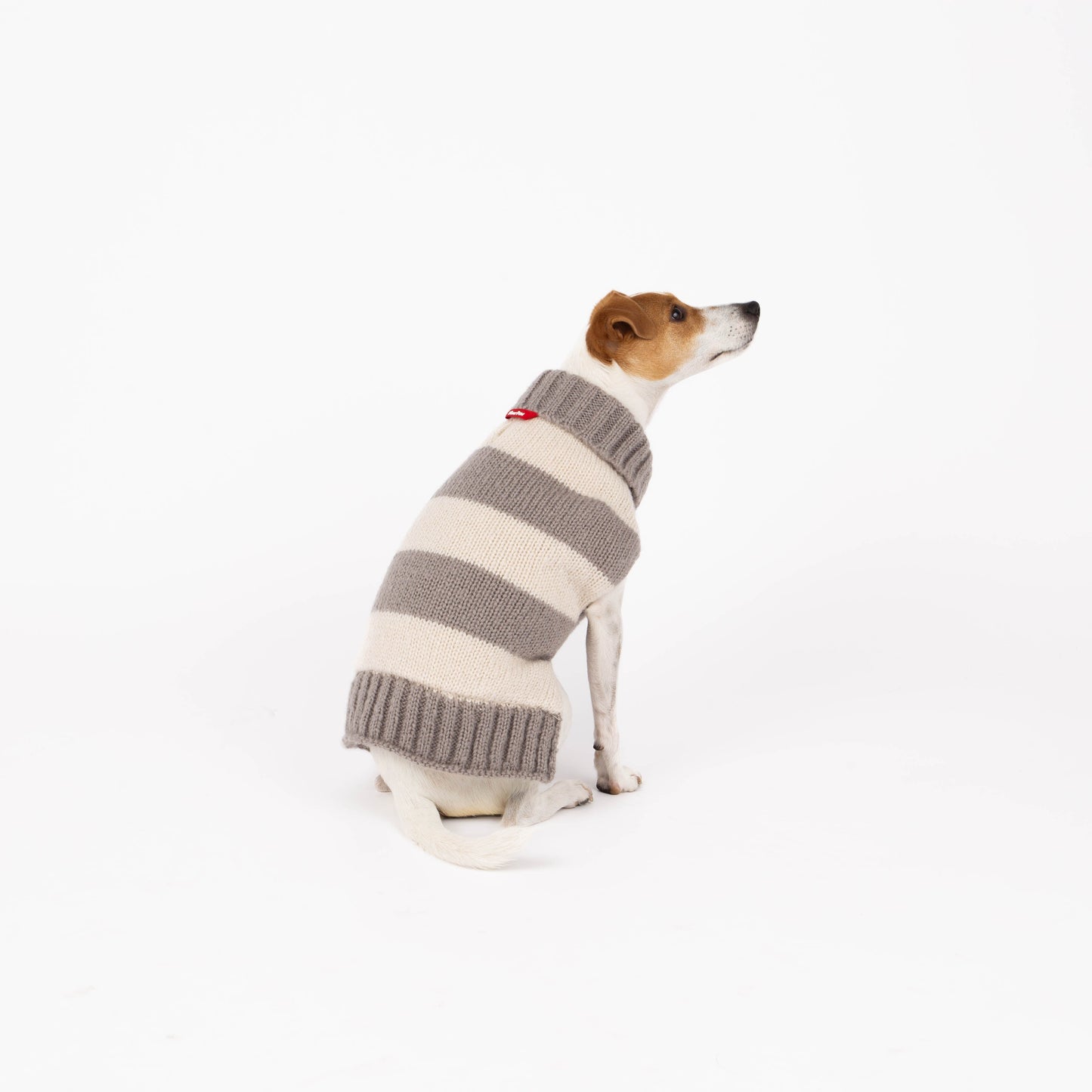 Fashion Stripes Dog Sweater, Grey and Beige Stripes