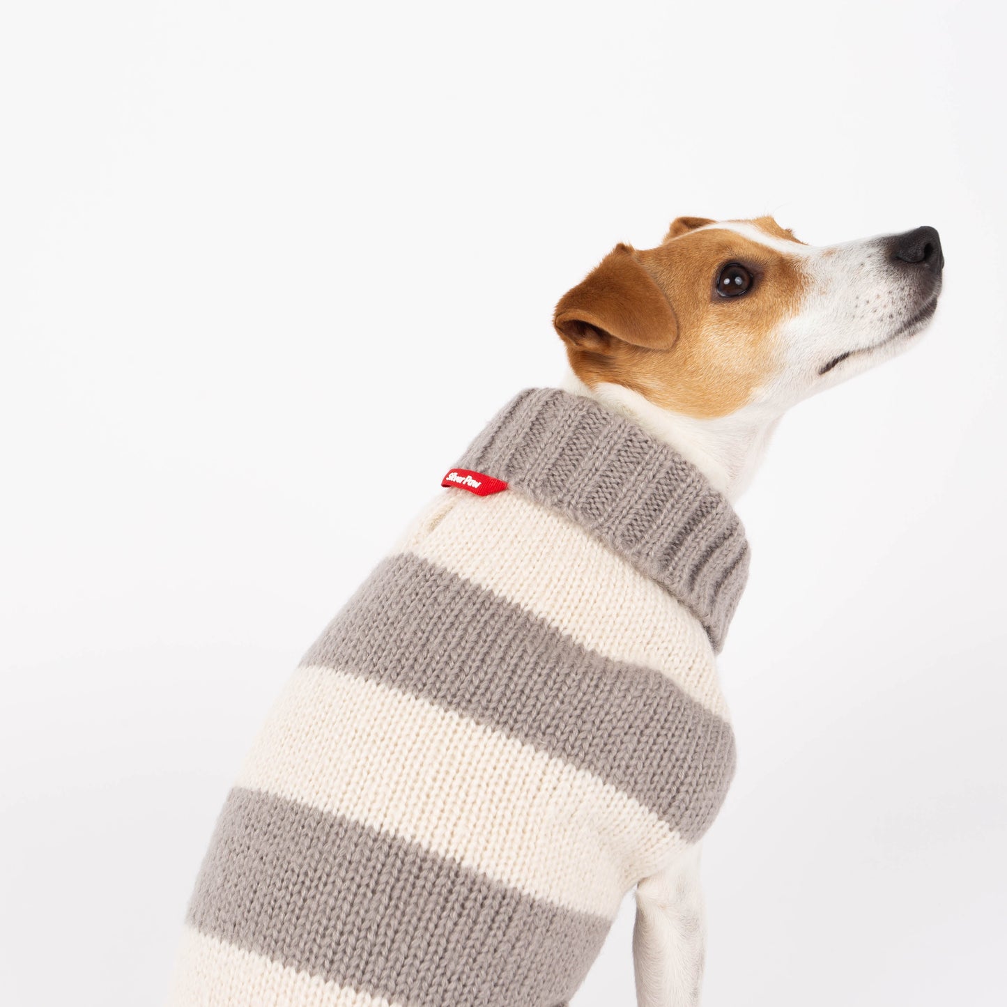 Fashion Stripes Dog Sweater, Grey and Beige Stripes