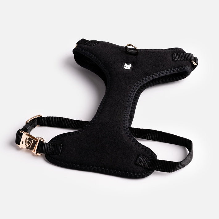 Aquafleece Dog Harness - Black - Silver Paw