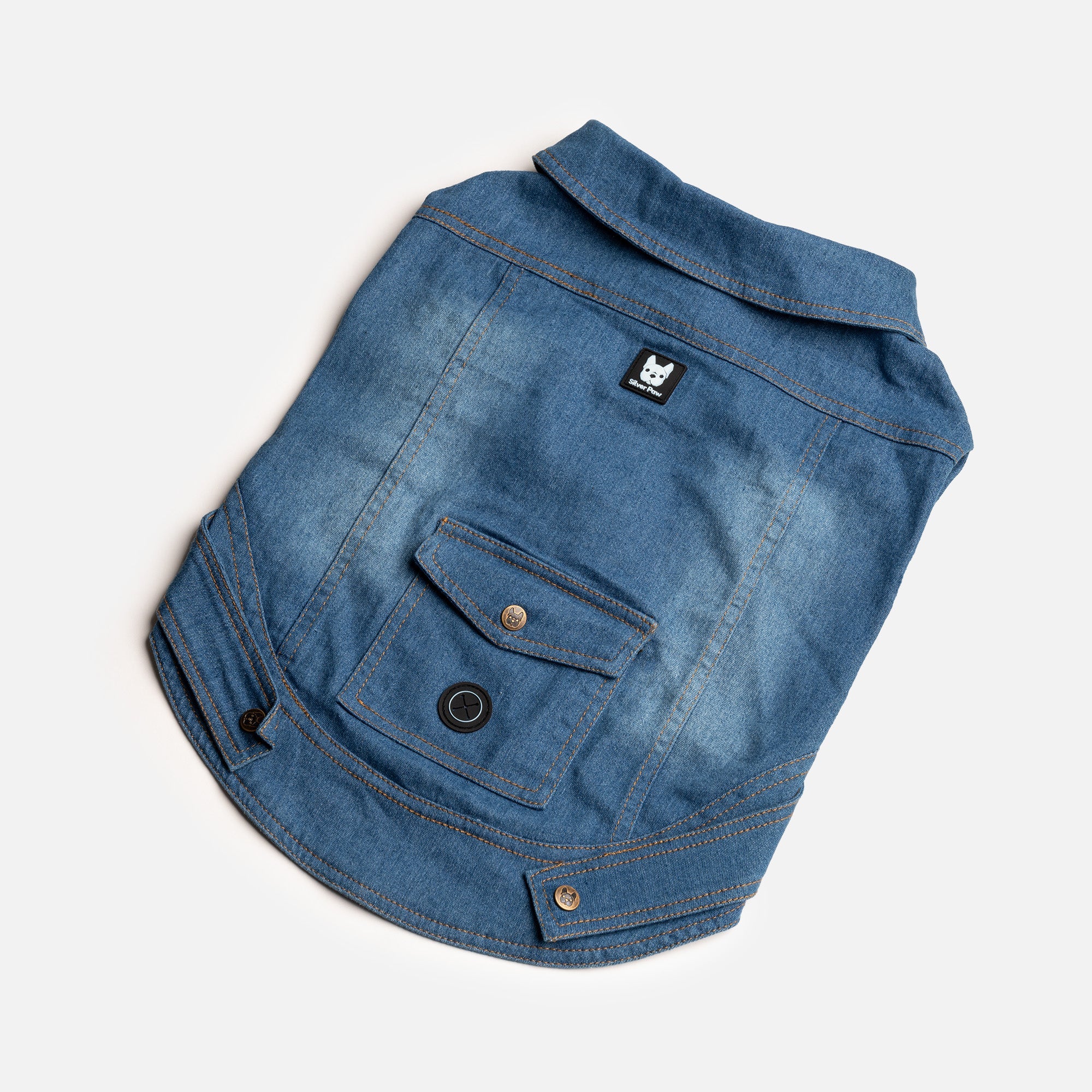 Dusten Denim Dog Jacket - Silver Paw