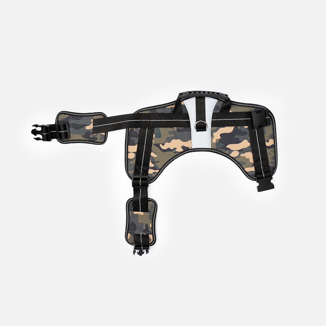 Heavy Duty Harness Camo Green - Silver Paw