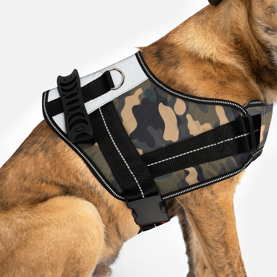 Heavy Duty Harness Camo Green - Silver Paw