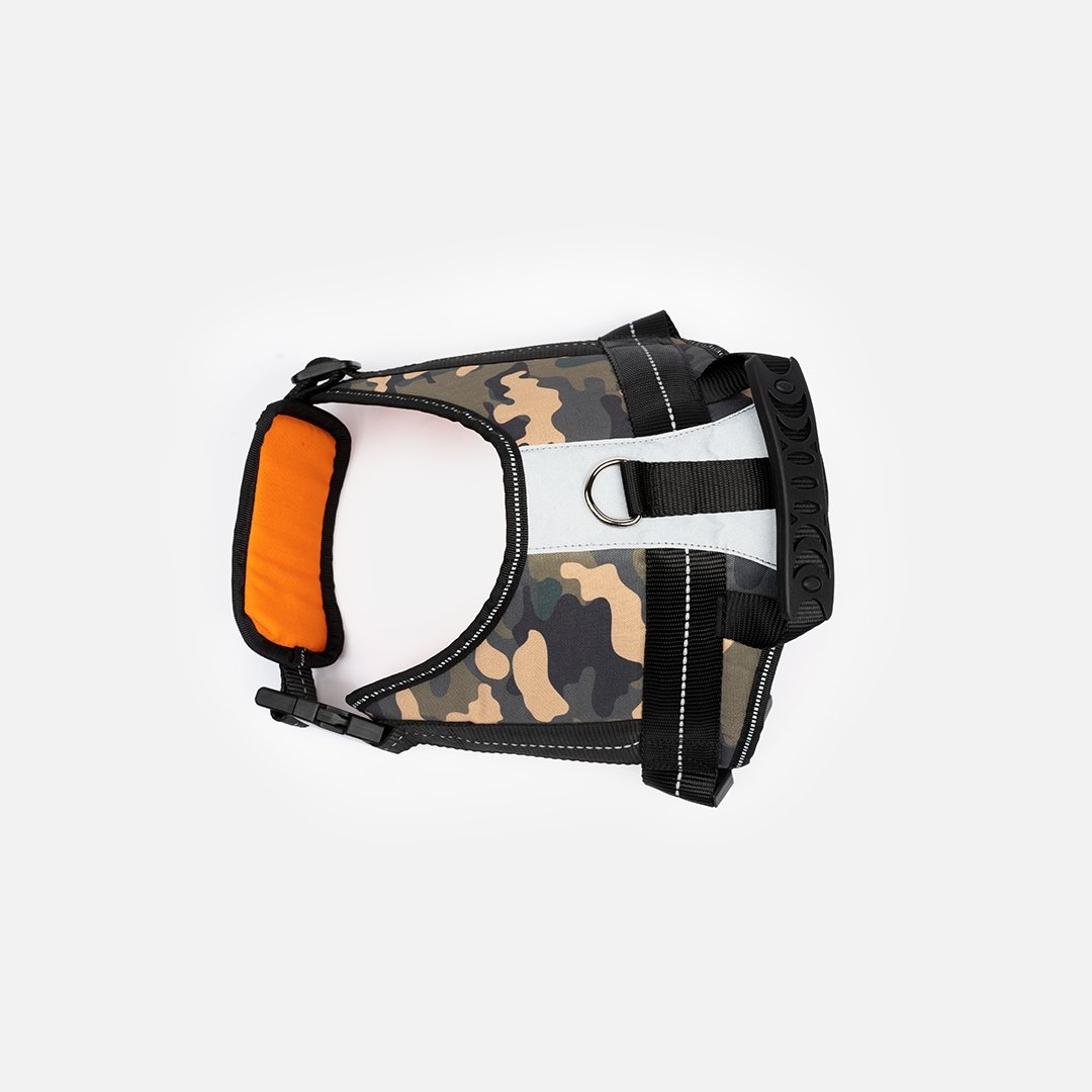 Heavy Duty Harness Camo Green - Silver Paw
