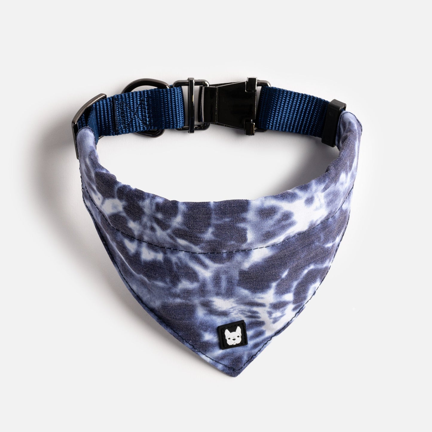 🐾 Poplin Dog Bandana Collar – Blue Tie Dye | Adjustable with Metal Buckle