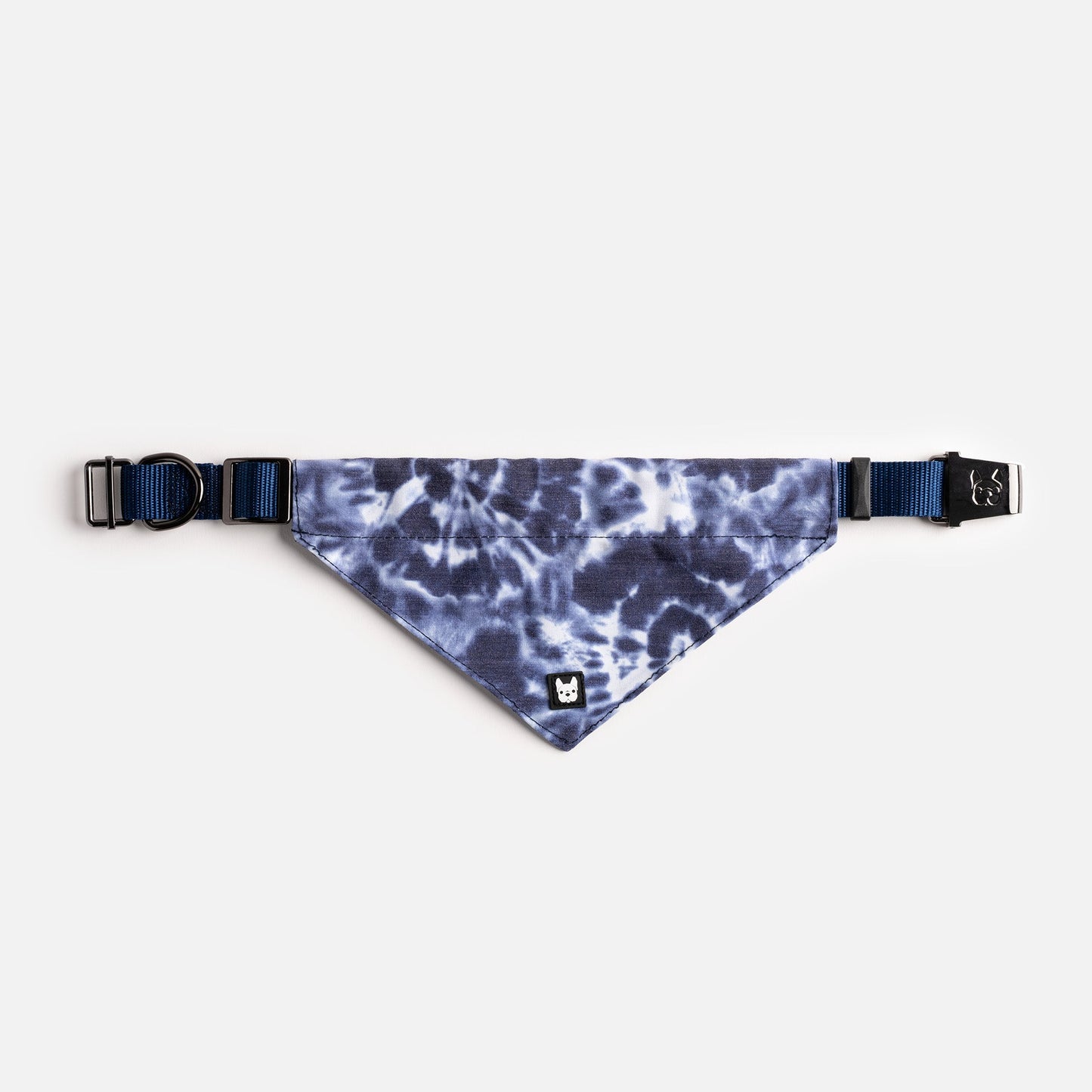 🐾 Poplin Dog Bandana Collar – Blue Tie Dye | Adjustable with Metal Buckle