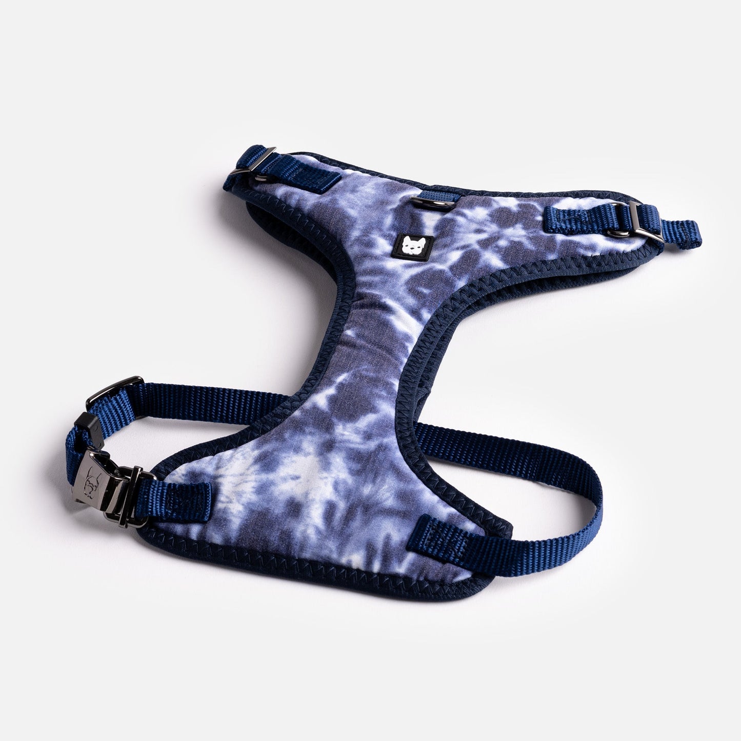 🎨🐶 Blue Tie Dye Poplin Dog Harness – Adjustable, Stylish & Comfortable