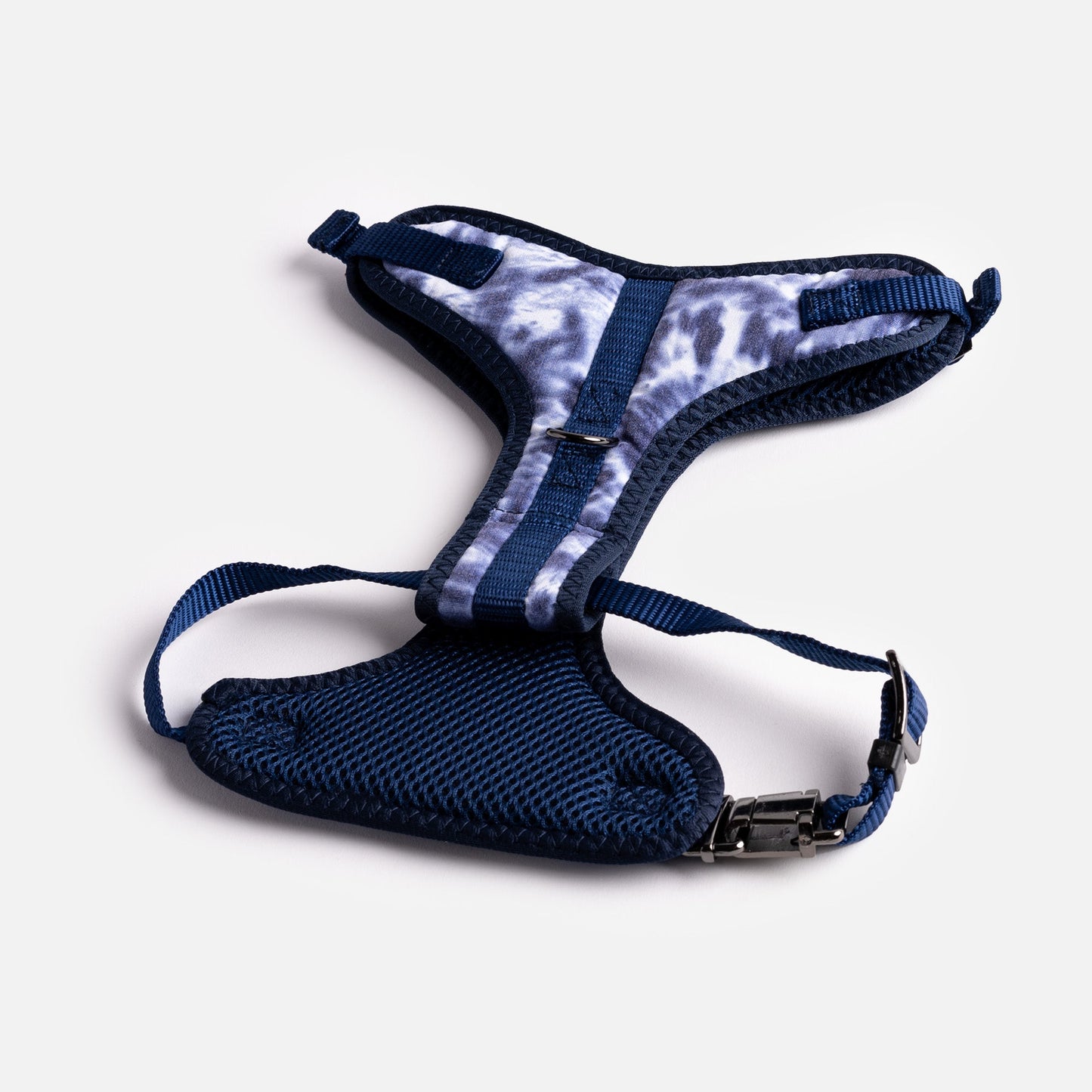🎨🐶 Blue Tie Dye Poplin Dog Harness – Adjustable, Stylish & Comfortable