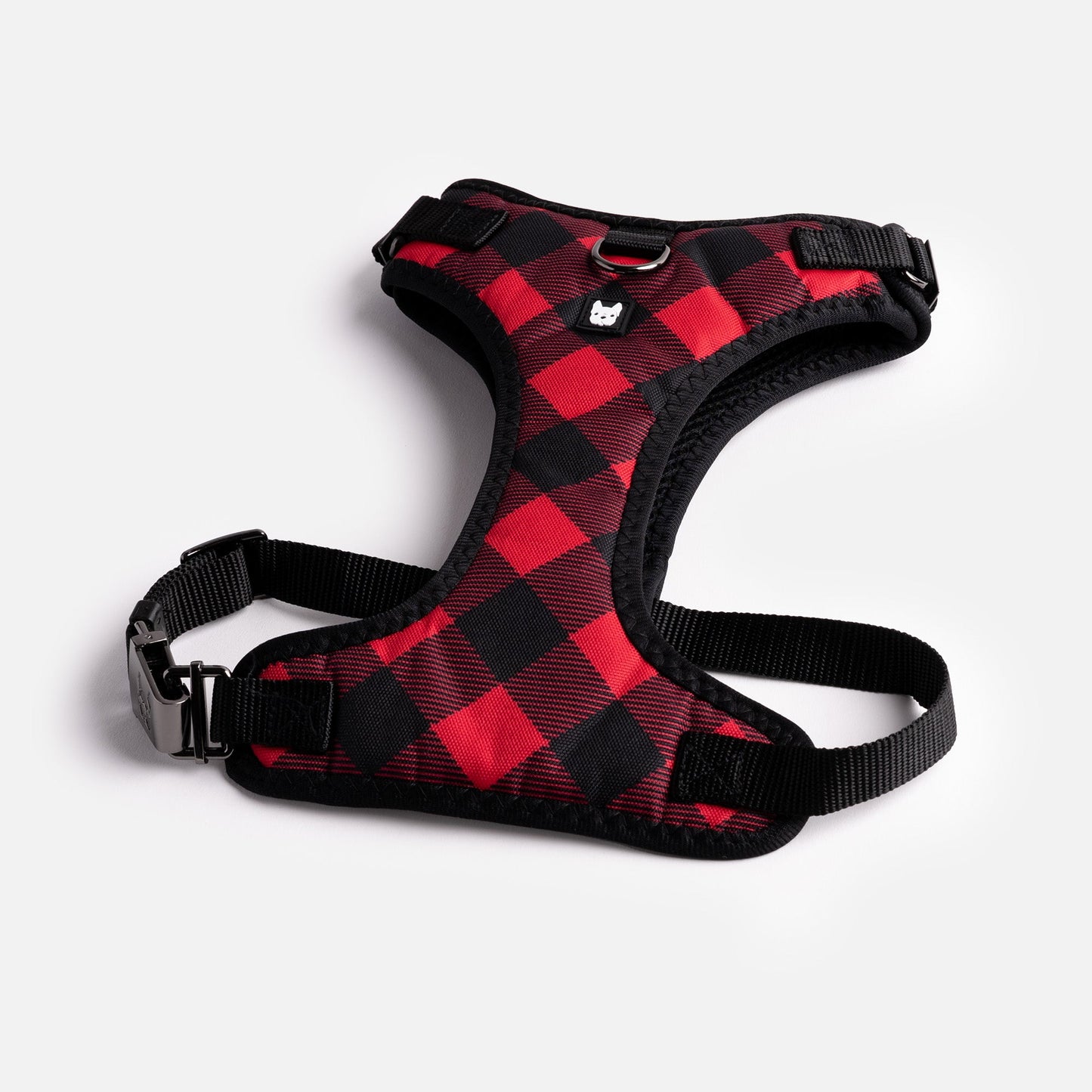 ❤️🐶 Red Plaid Poplin Dog Harness – Adjustable, Secure & Stylish