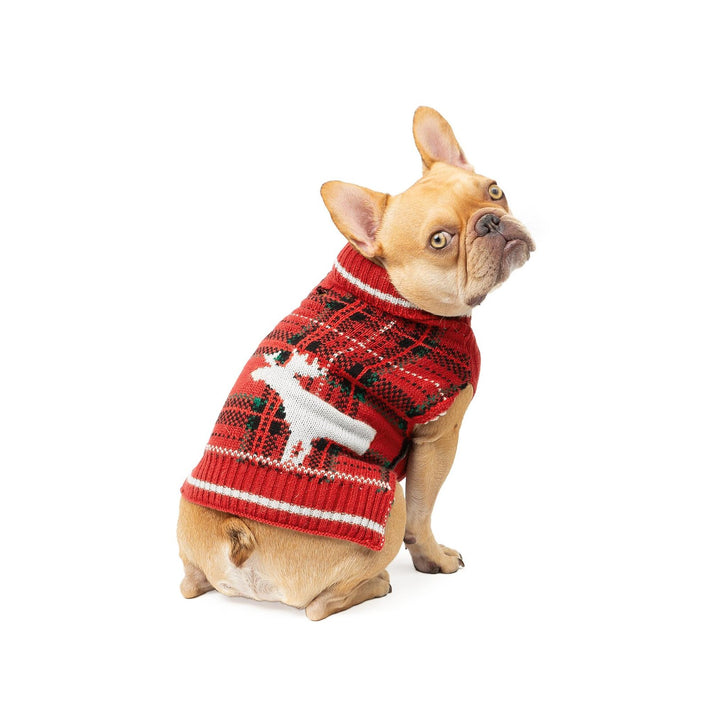 Moose Plaid Dog Sweater