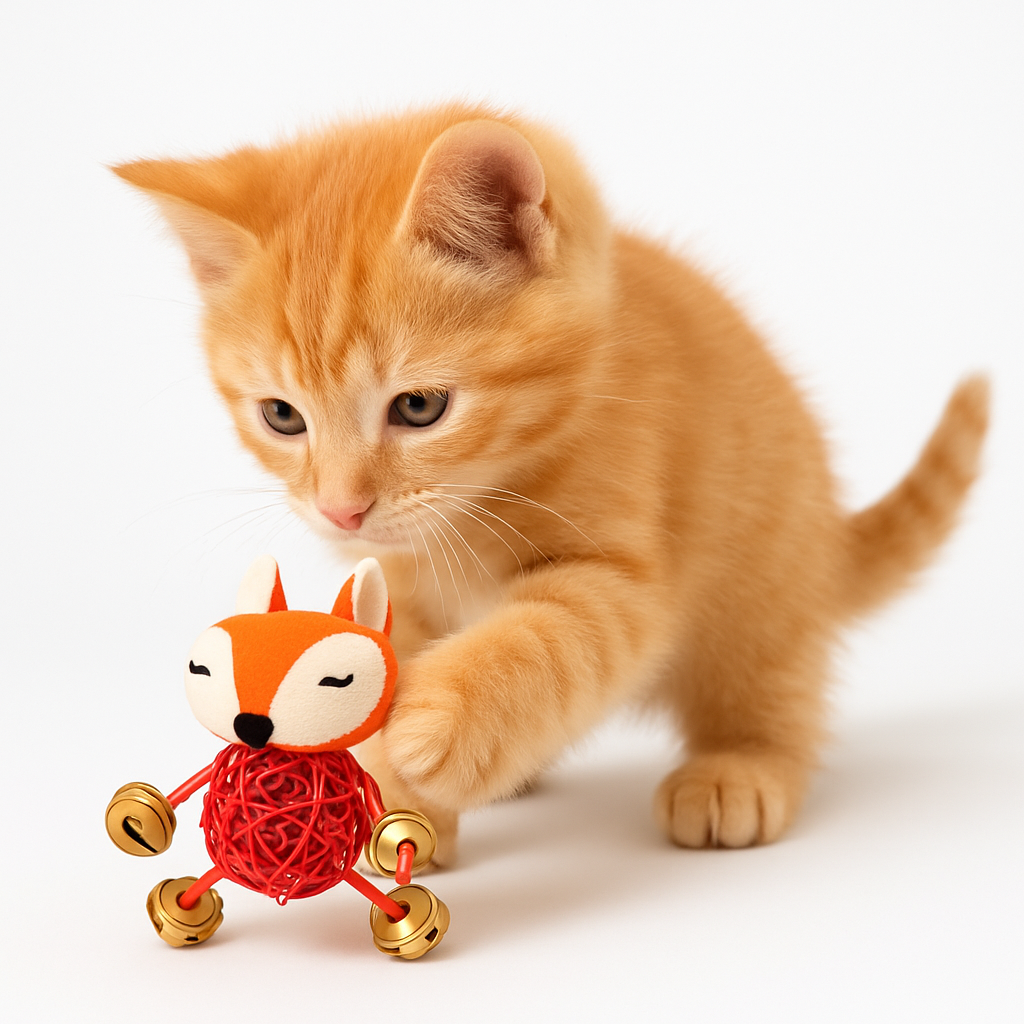 Orange Fox Cat Toy With Catnip Ball