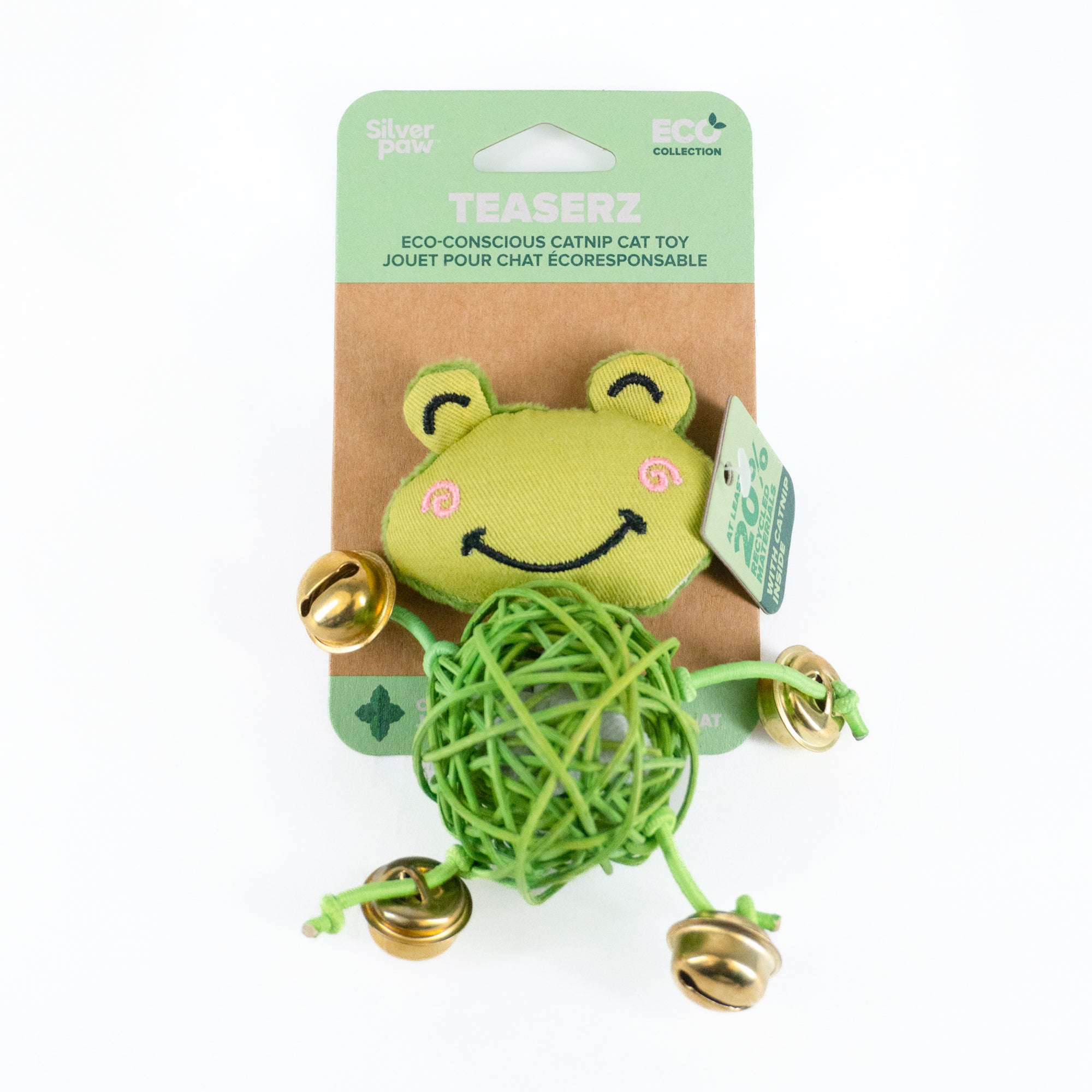 Green Frog Cat Toy With Catnip Ball