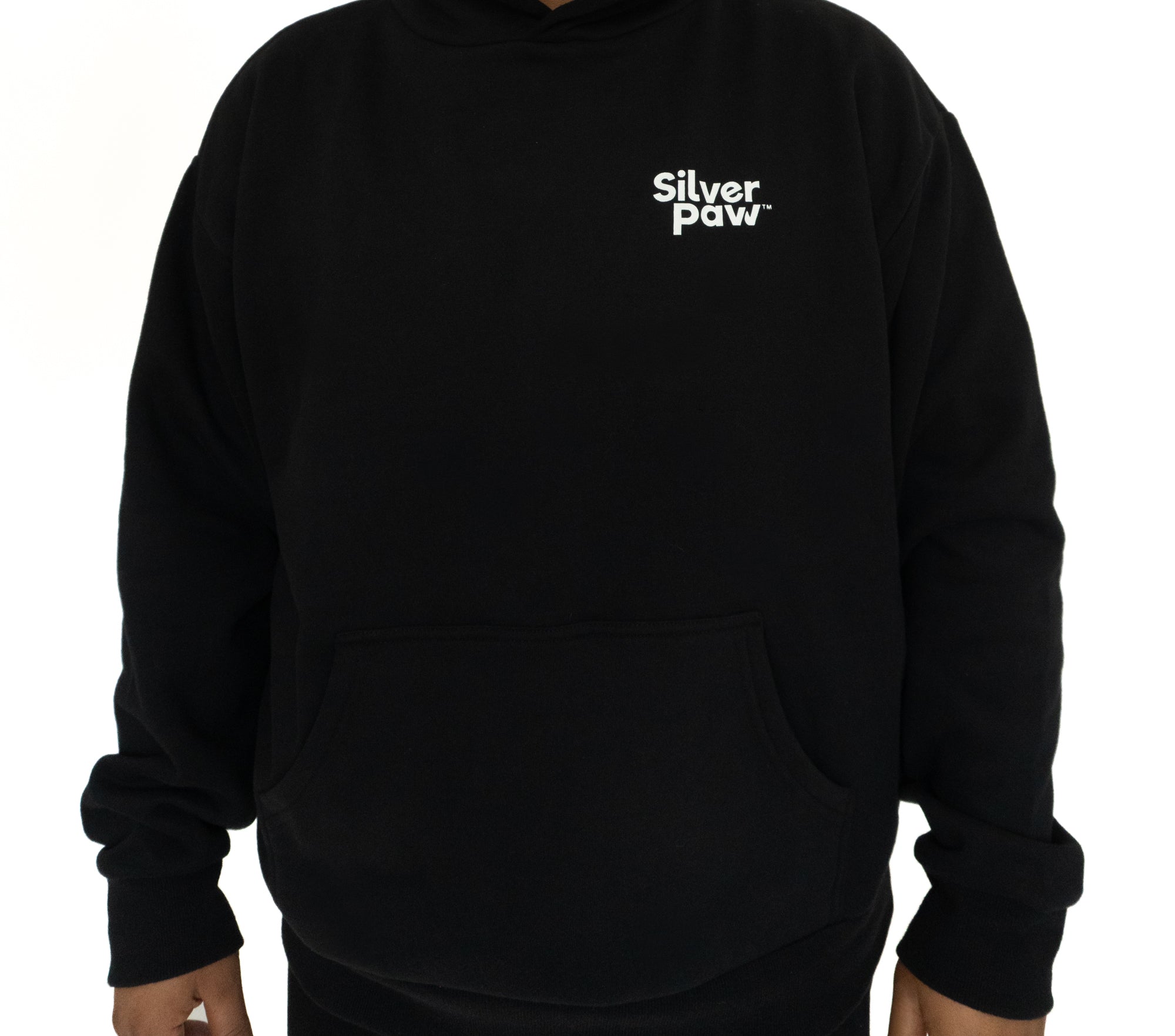 Silver Paw Unisex Human Hoodie, Black