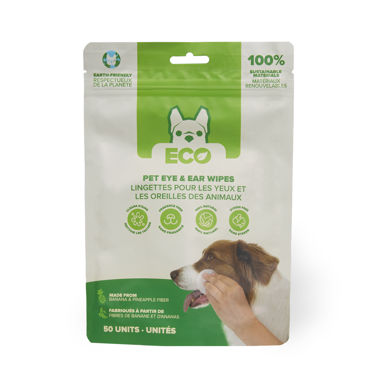 Eco Pet Eyes and Ears Wipes from Pineapple and Banana Fiber