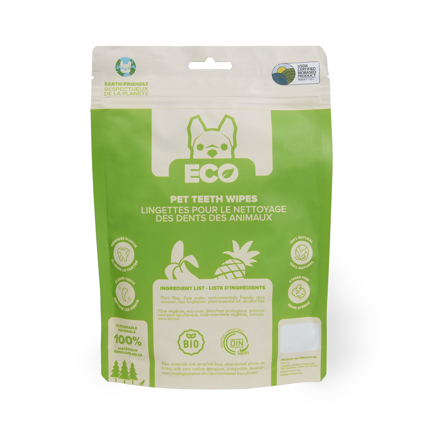 Eco Pet Teeth Wipes from Pineapple and Banana Fiber