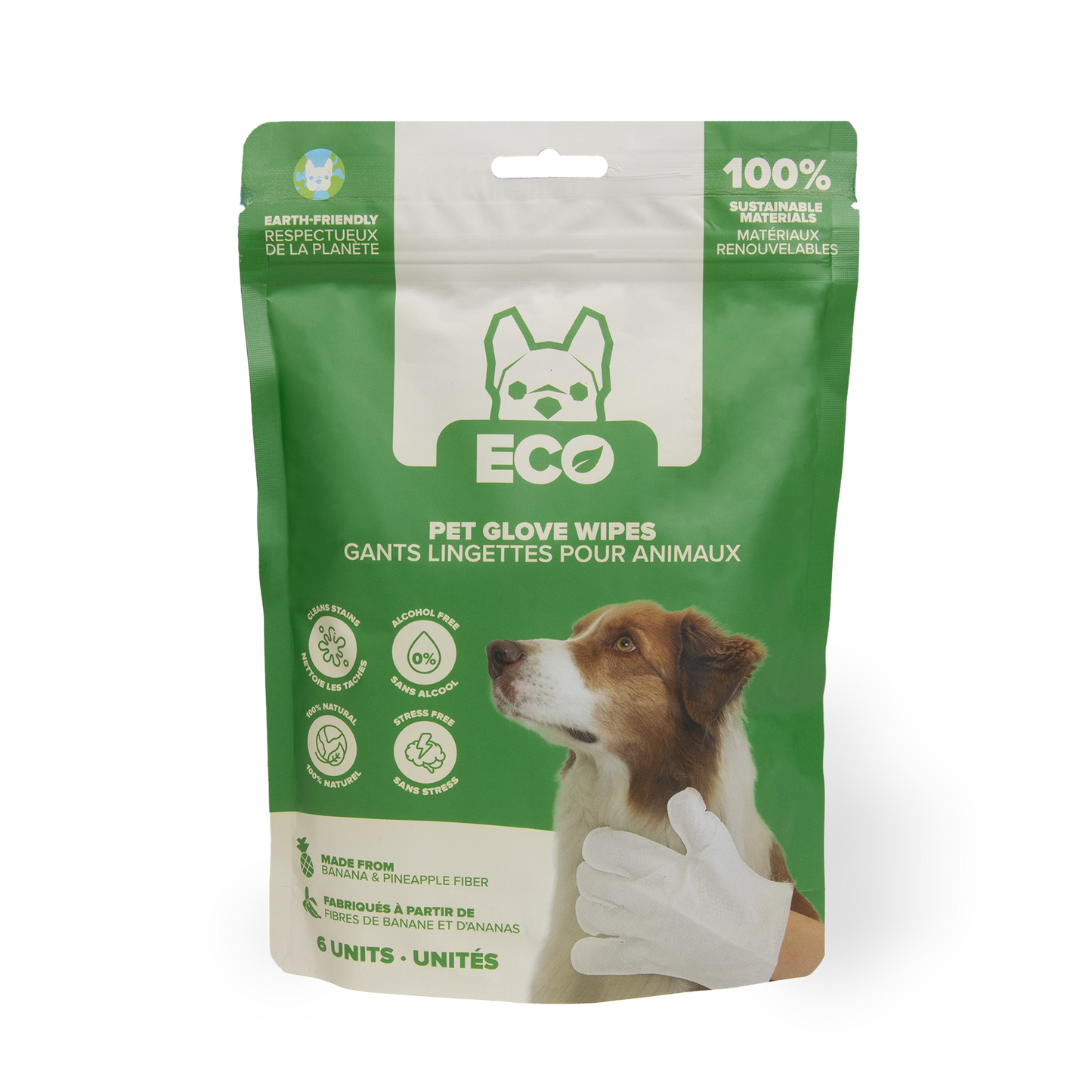 Eco Pet Glove Wipes from Pineapple and Banana Fiber