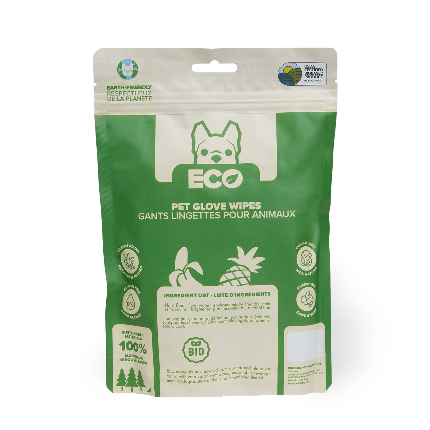 Eco Pet Glove Wipes from Pineapple and Banana Fiber