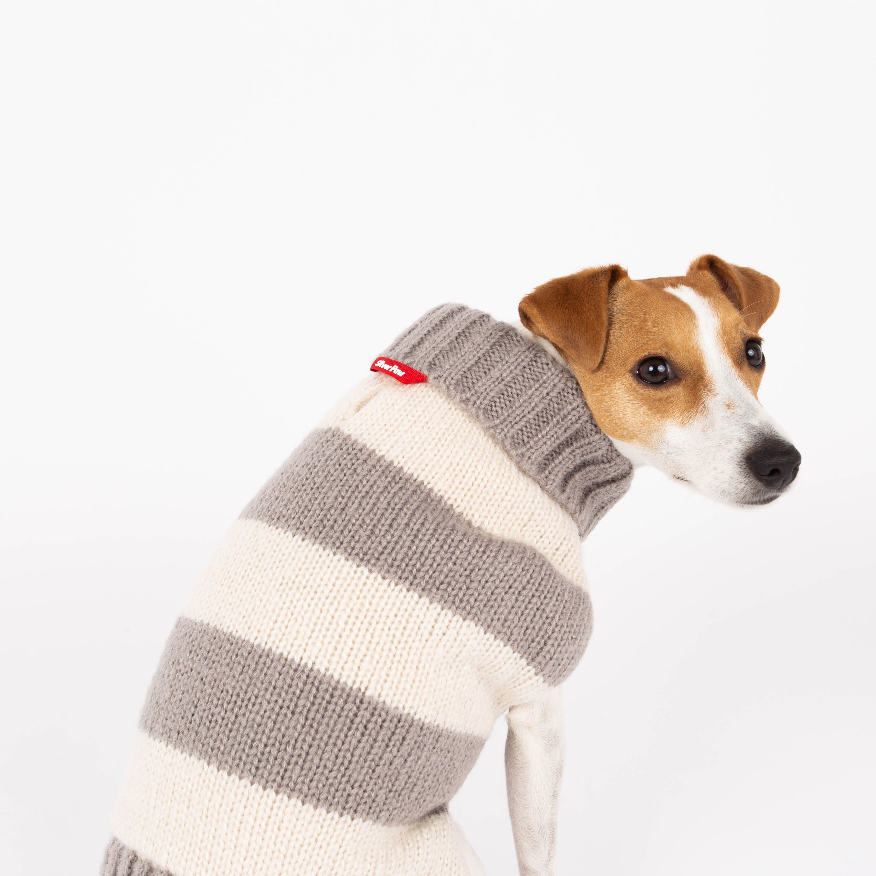 Fashion Stripes Dog Sweater, Grey and Beige Stripes
