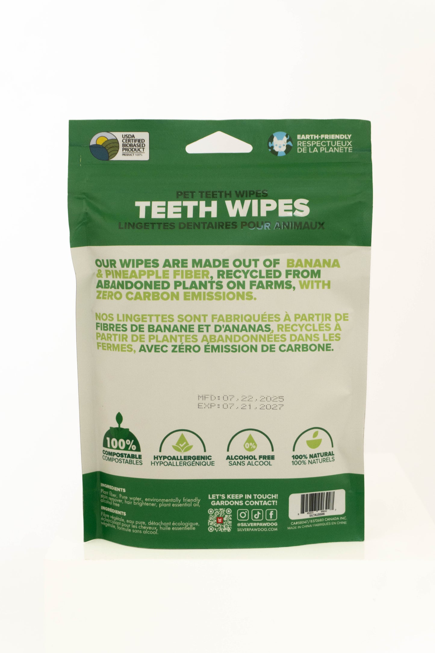 Eco Pet Teeth Wipes from Pineapple and Banana Fiber