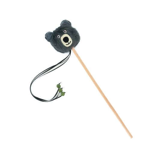 Grey Bear Cat Wand Toy With Catnip