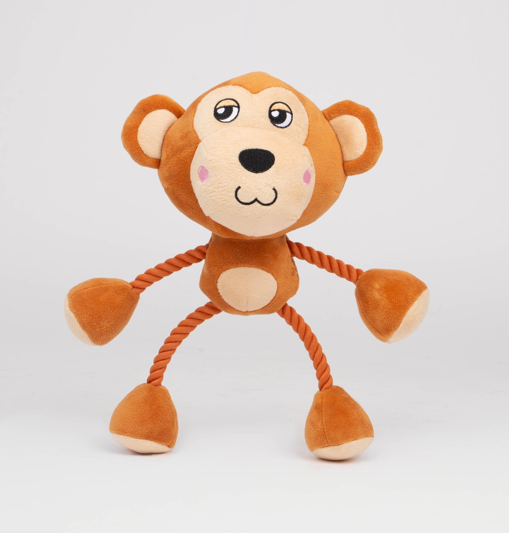 Ropez - Rope Body Big Head Jungle Friends  Dog Toy - Monkey
