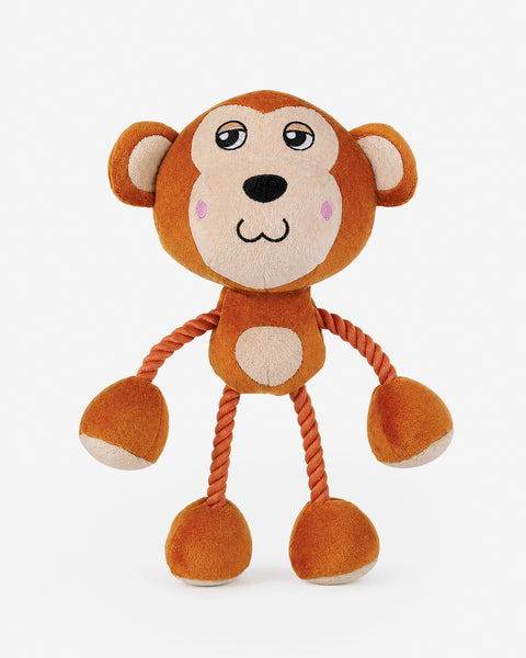 Ropez - Rope Body Big Head Jungle Friends Dog Toy - Monkey