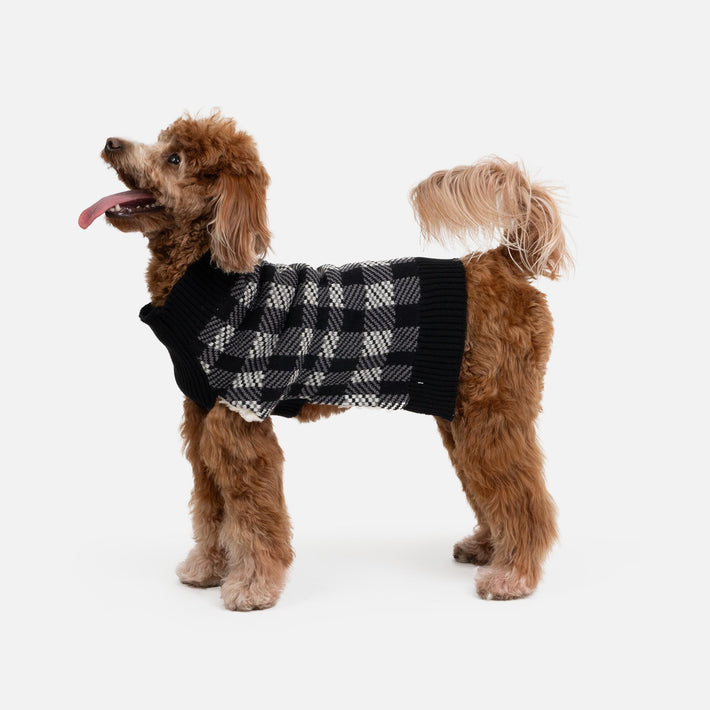 Theo Dog Sweater – Sherpa-Lined Plaid Design