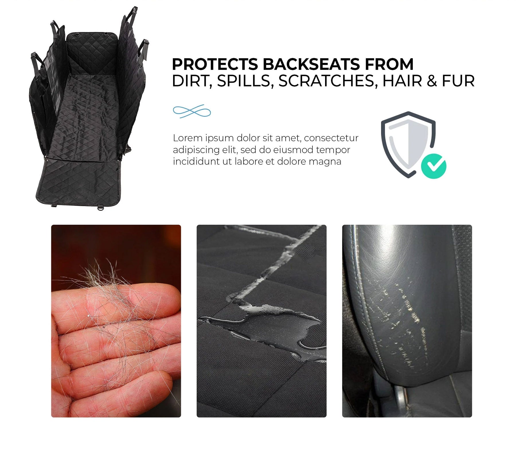 Waterproof Backseat Car Hammock Dog Cover  Non-Slip & Scratch Proof