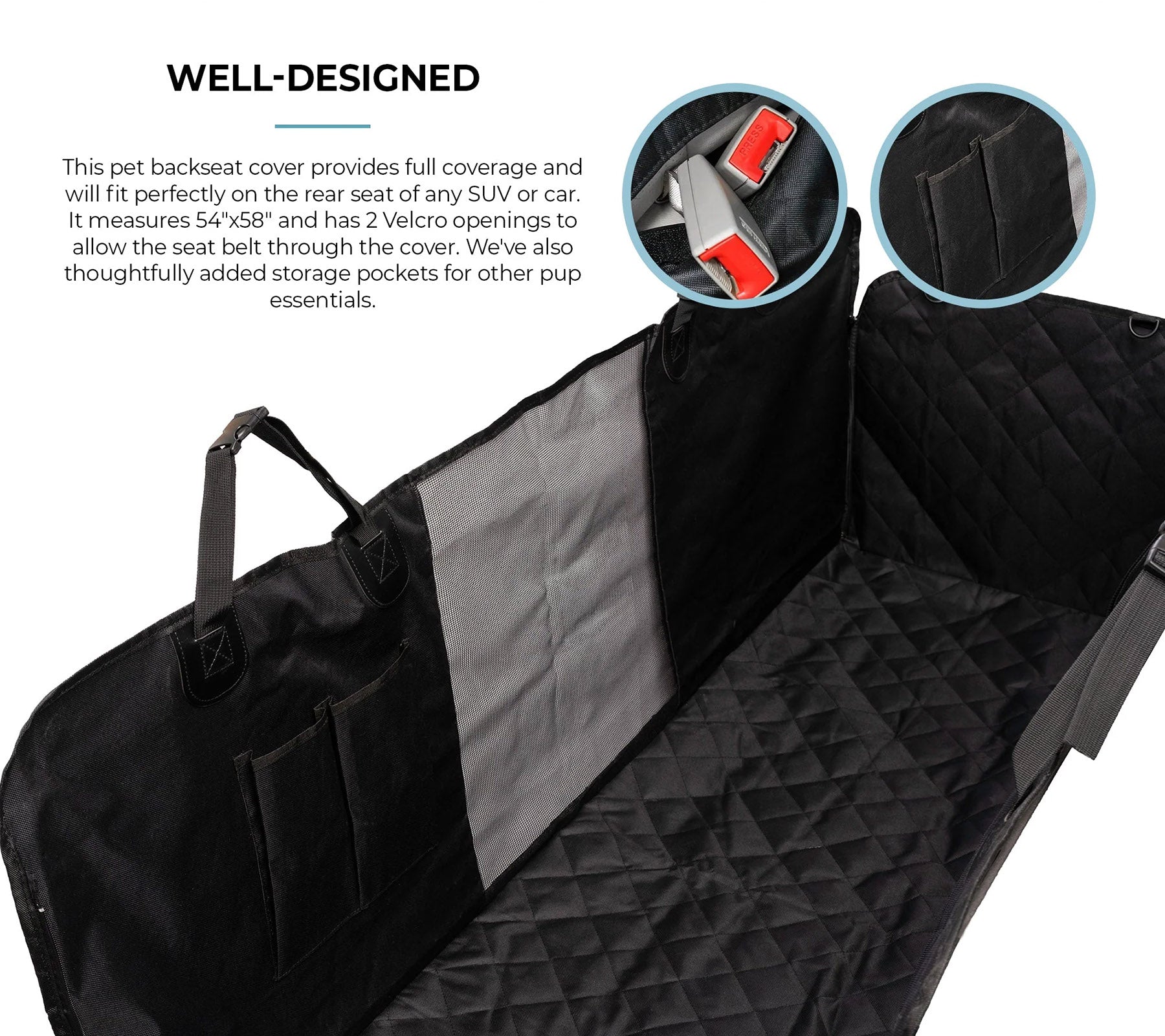 Waterproof Backseat Car Hammock Dog Cover  Non-Slip & Scratch Proof