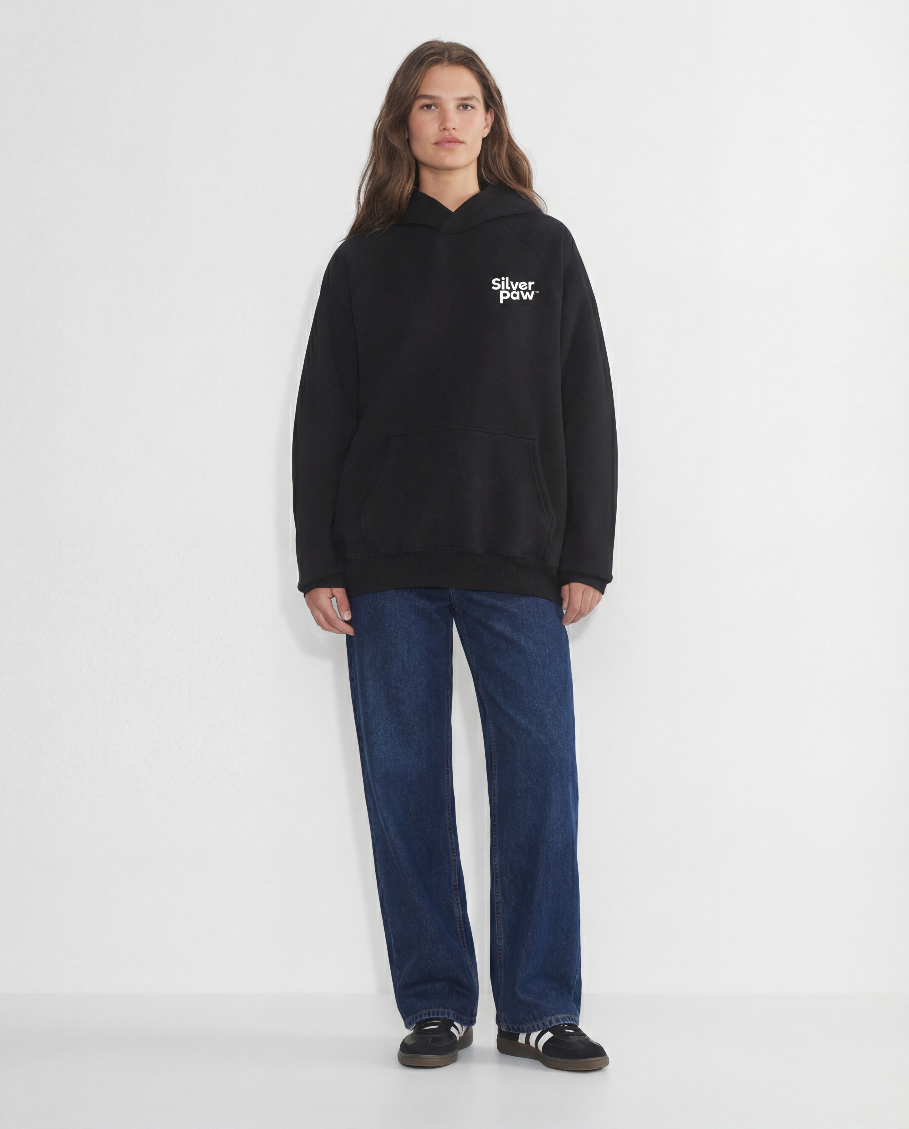 Silver Paw Unisex Human Hoodie, Black