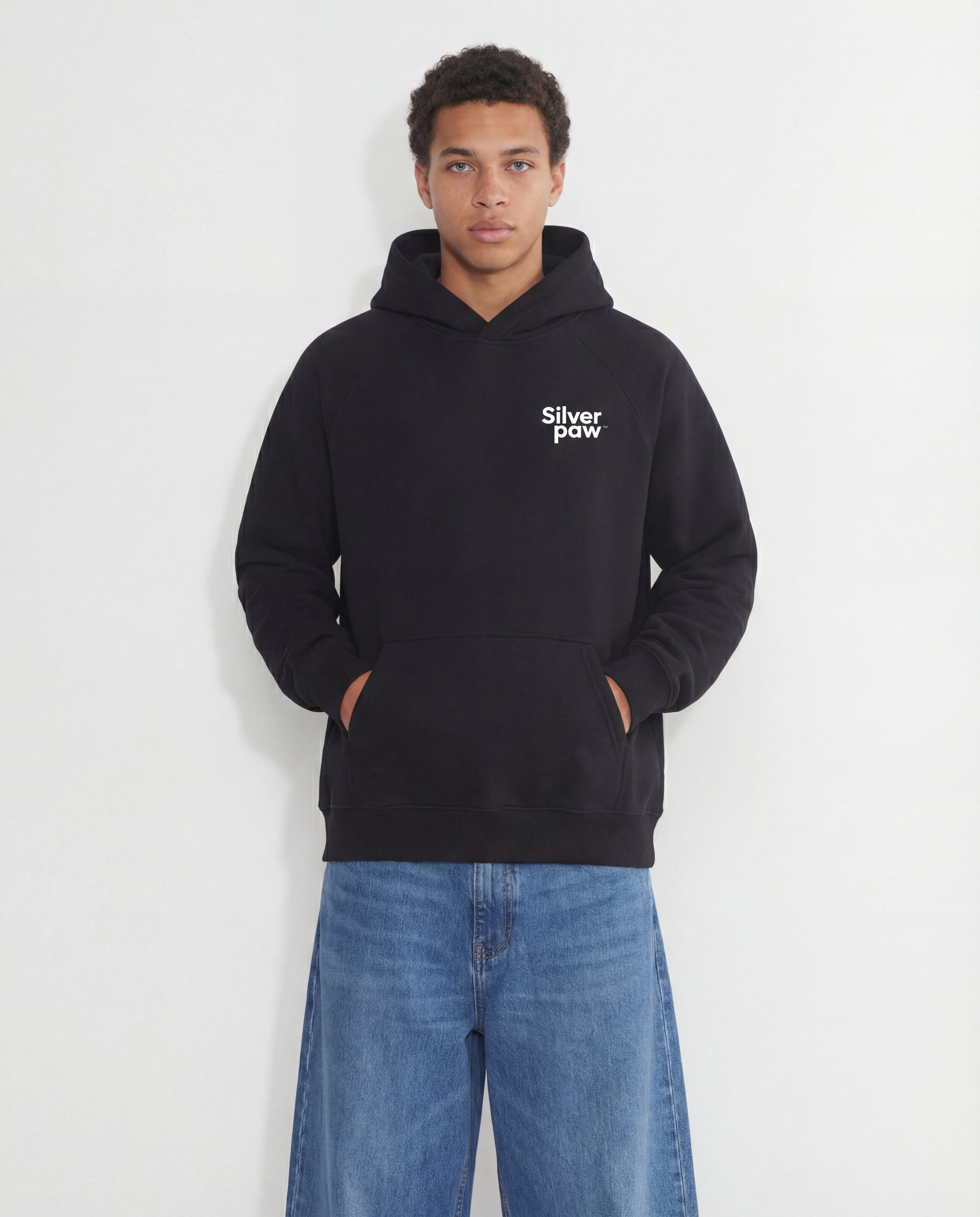 Silver Paw Unisex Human Hoodie, Black