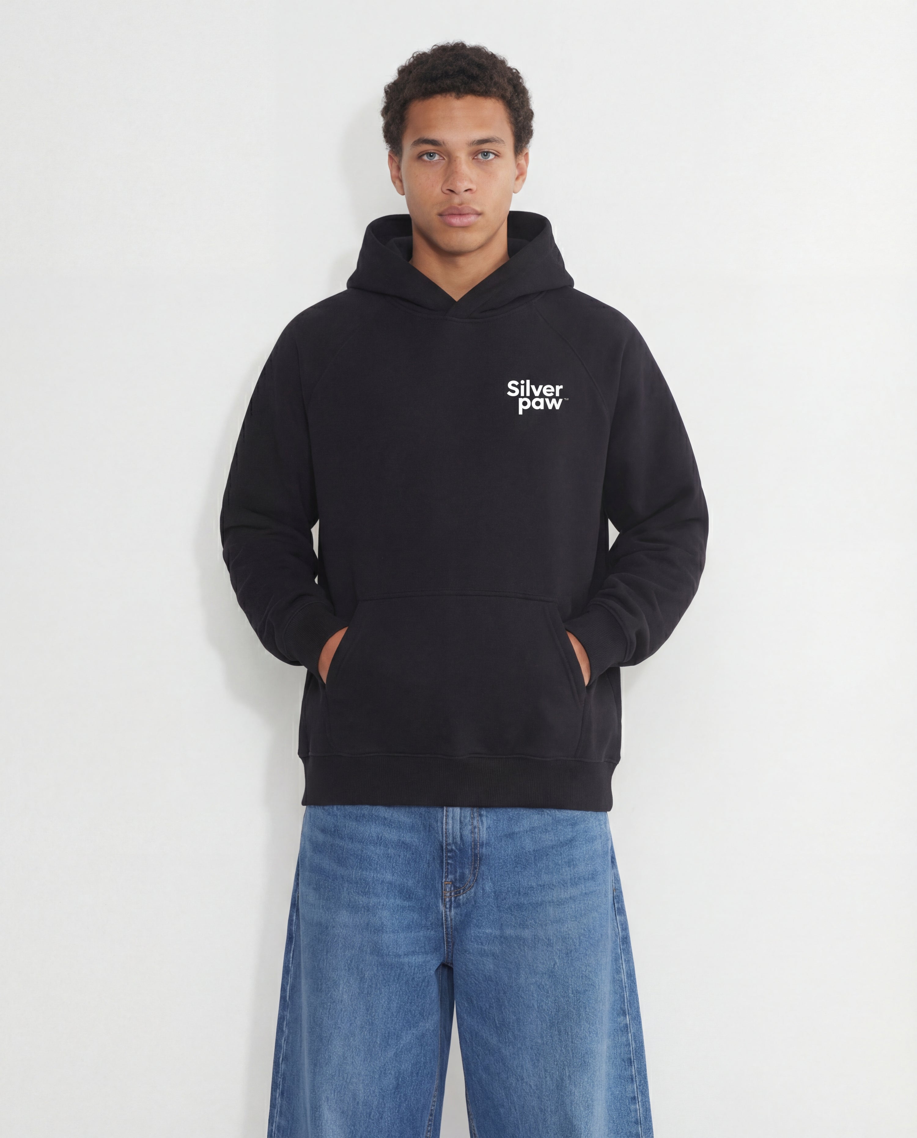 Silver Paw Unisex Human Hoodie, Black