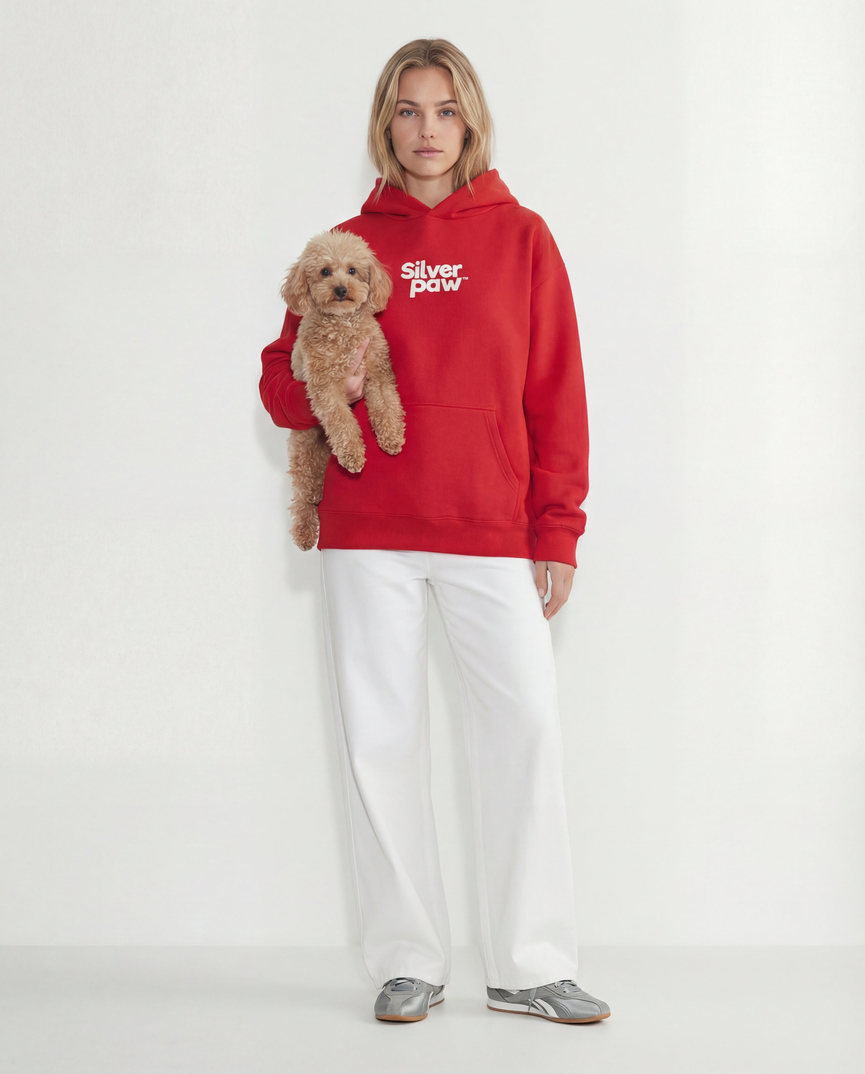 Silver Paw Unisex Human Hoodies, Red