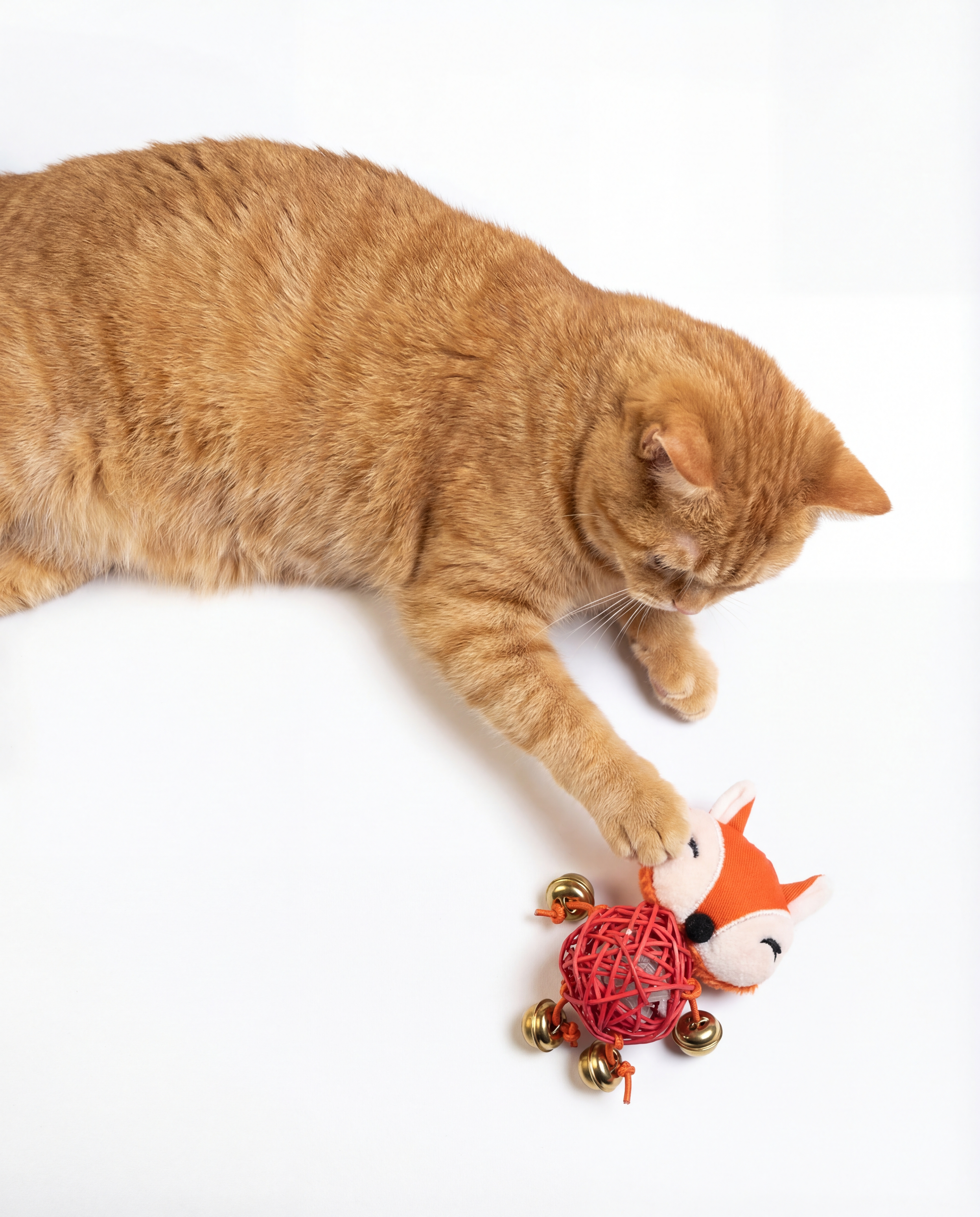Orange Fox Cat Toy With Catnip Ball