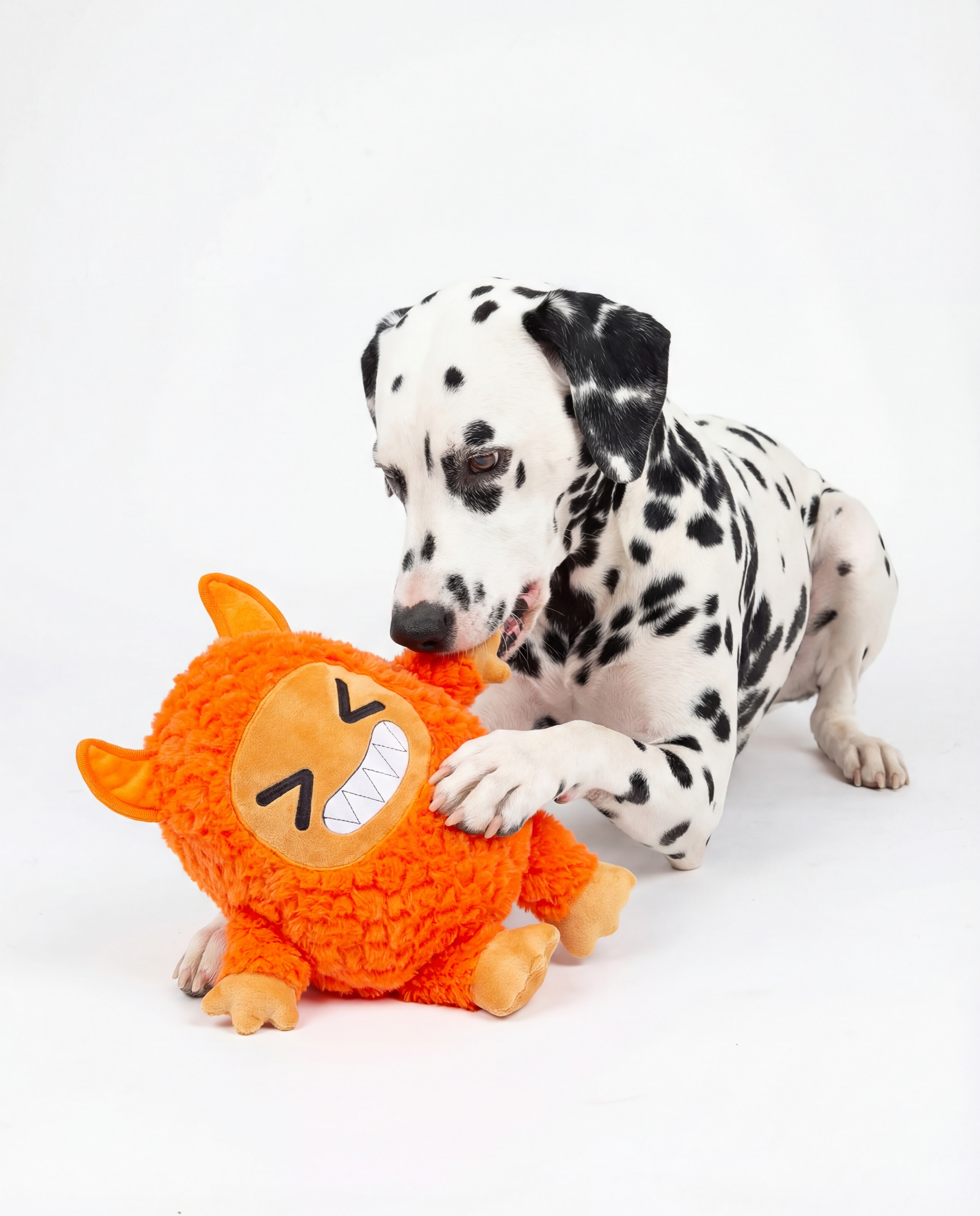 Seemz Heavy Duty Stitched Monster Friend Dog Toy Large - Orange