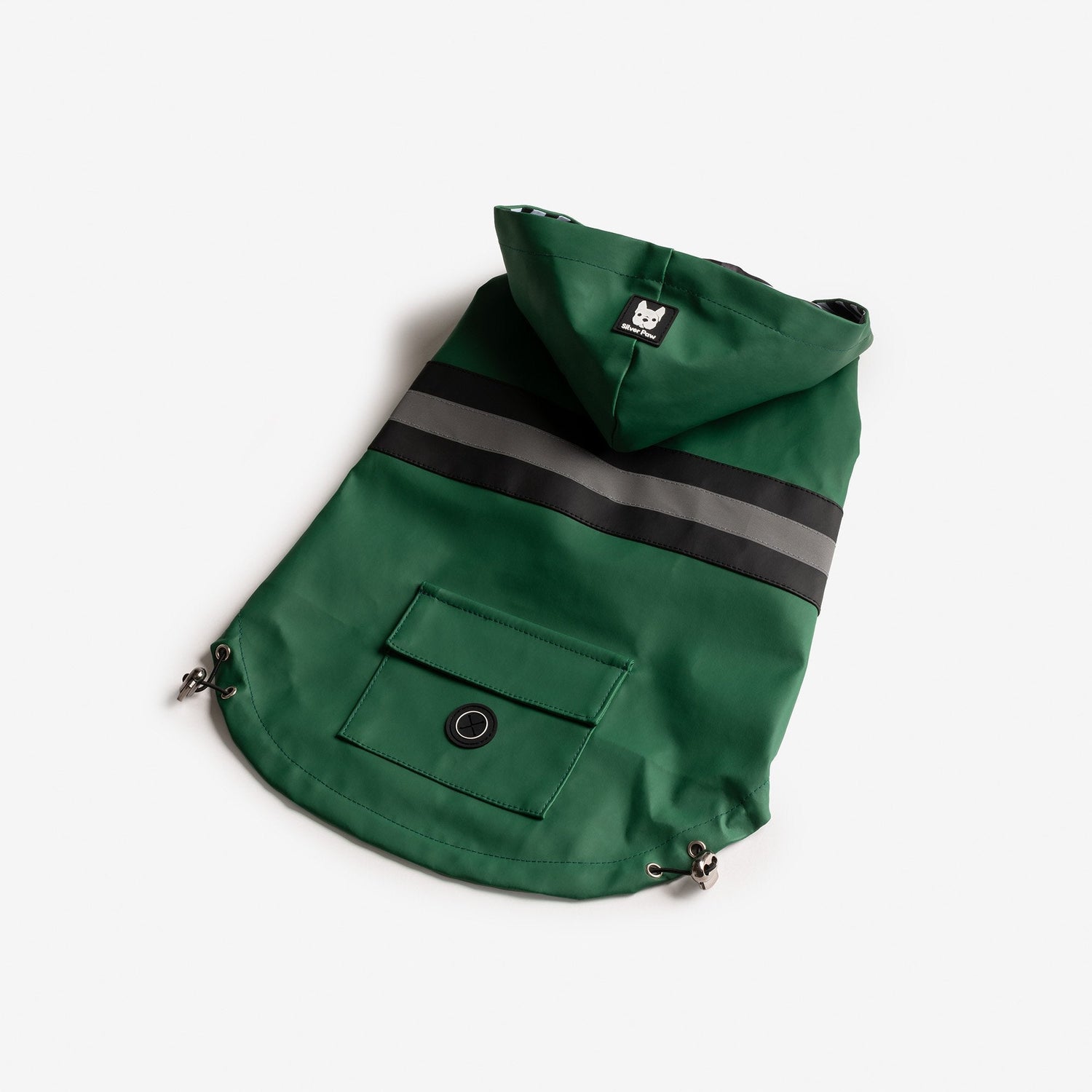 Bundle Aden Dog Raincoat - Green + Life Jacket - Silver Paw