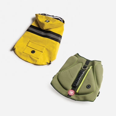 Bundle Aden Dog Raincoat - Yellow + Life Jacket