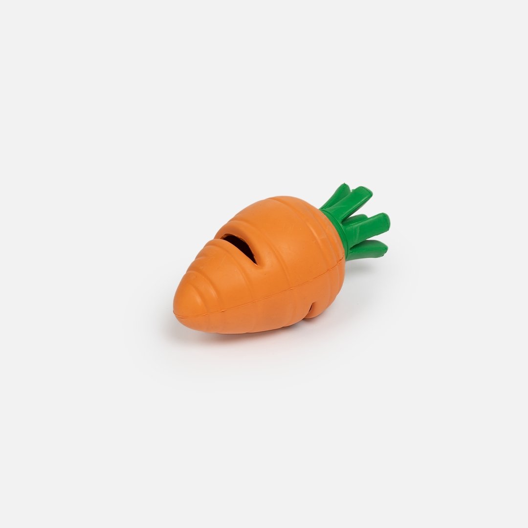 Rubber carrot 2024 dog toy