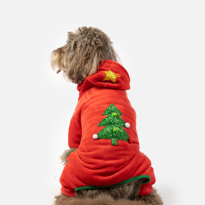Christmas Tree Dog Pjs - Silver Paw