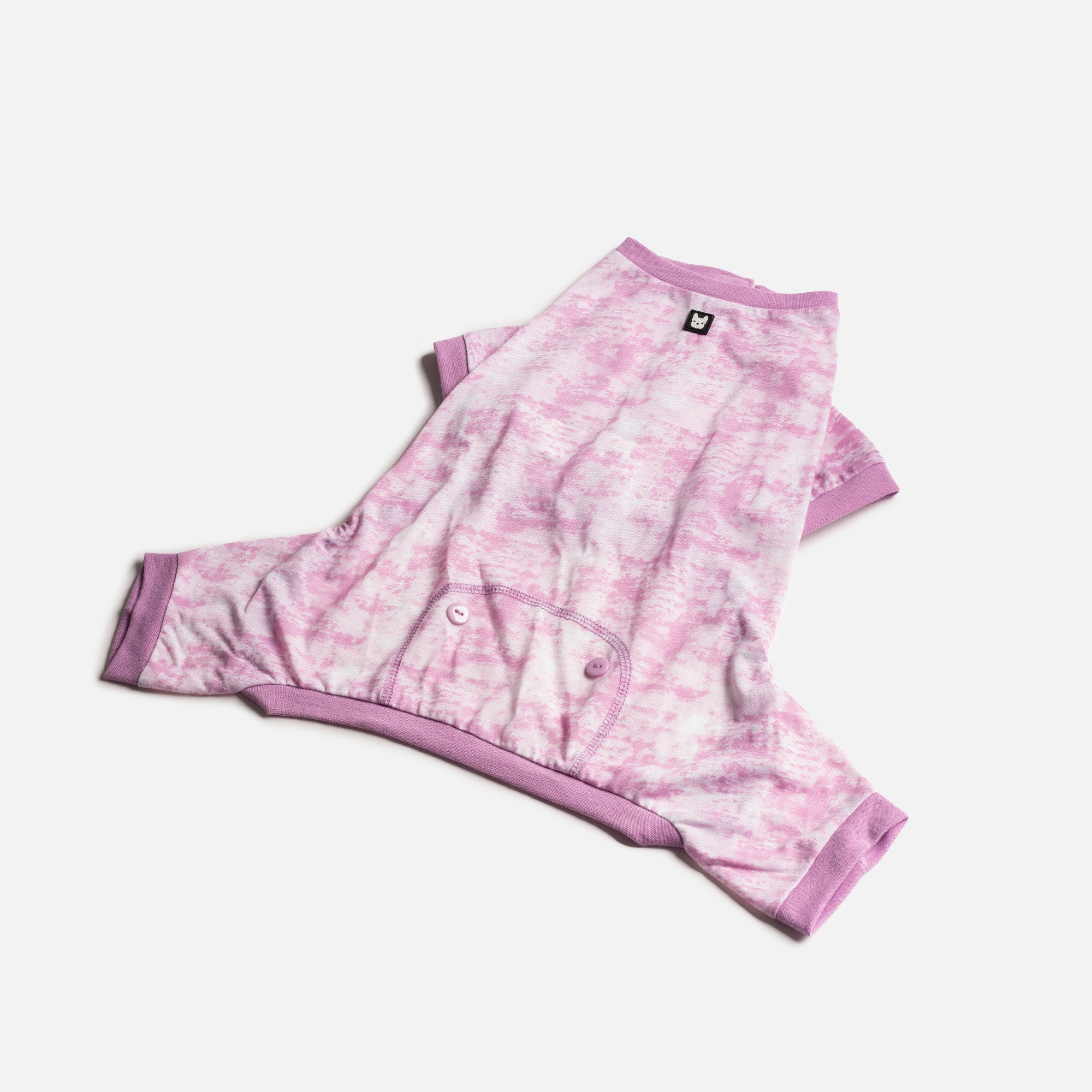 Dog Pajama - Pink Tie Dye - Silver Paw
