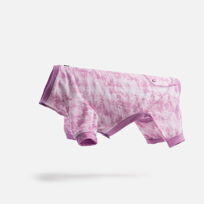 Dog Pajama - Pink Tie Dye - Silver Paw