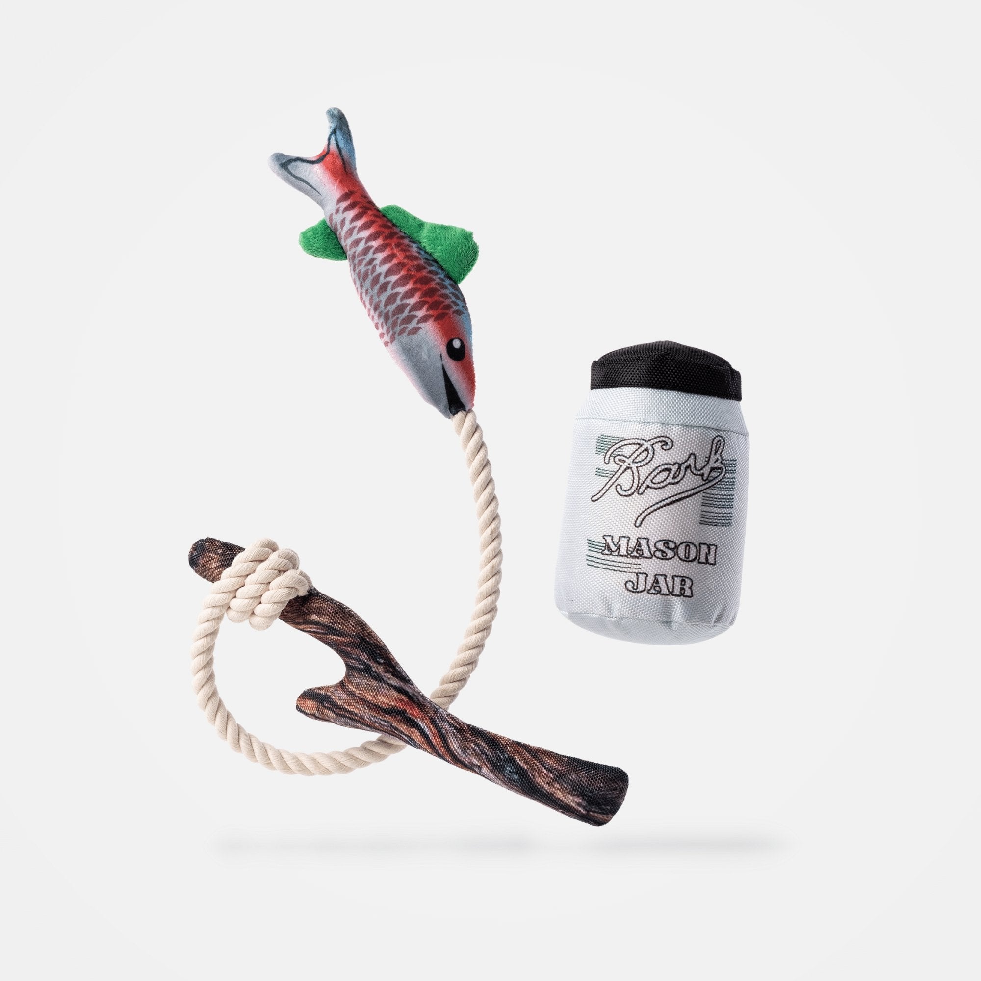 Fish & Mason Jar Dog Toys 2 Pack - Silver Paw