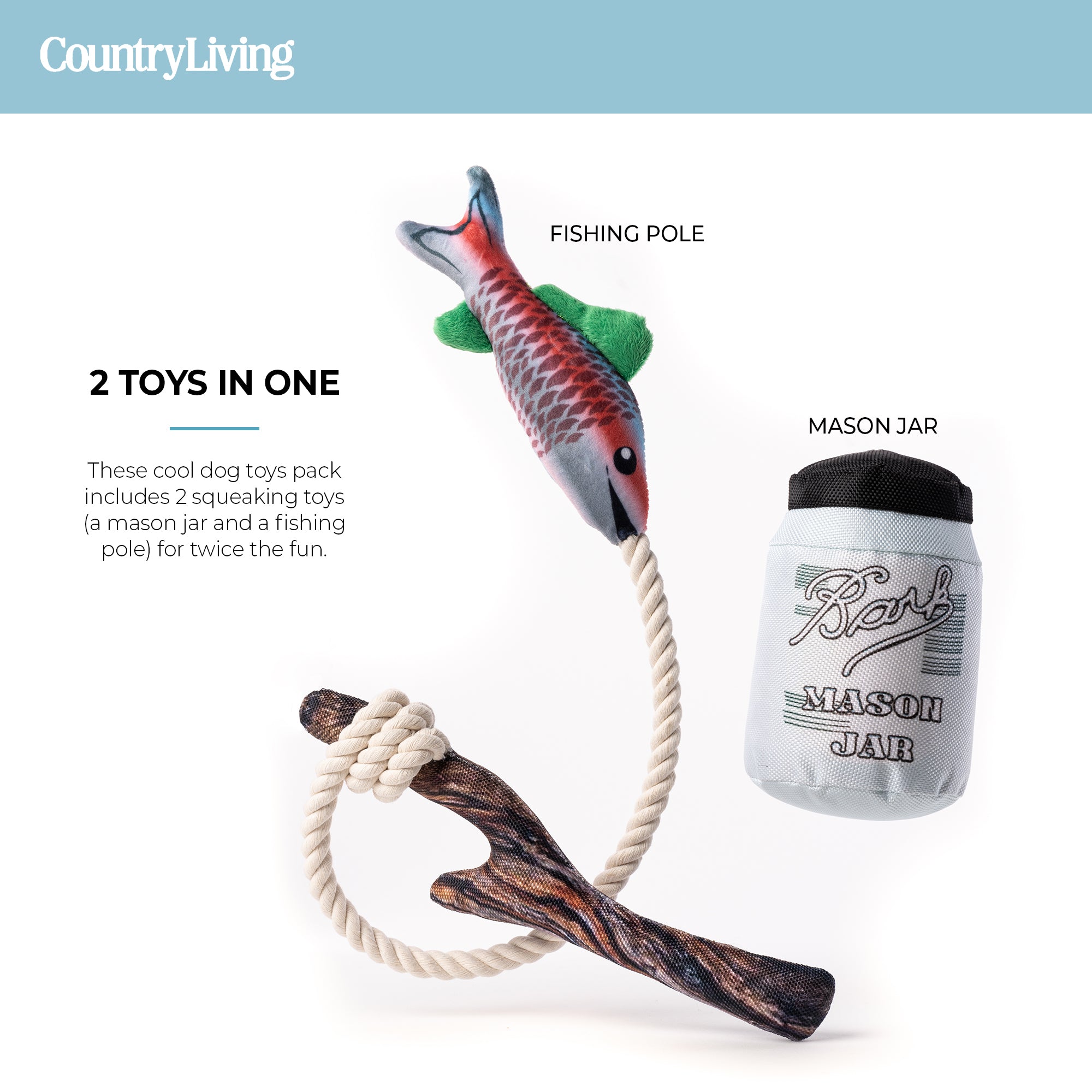 Fish & Mason Jar Dog Toys 2 Pack - Silver Paw