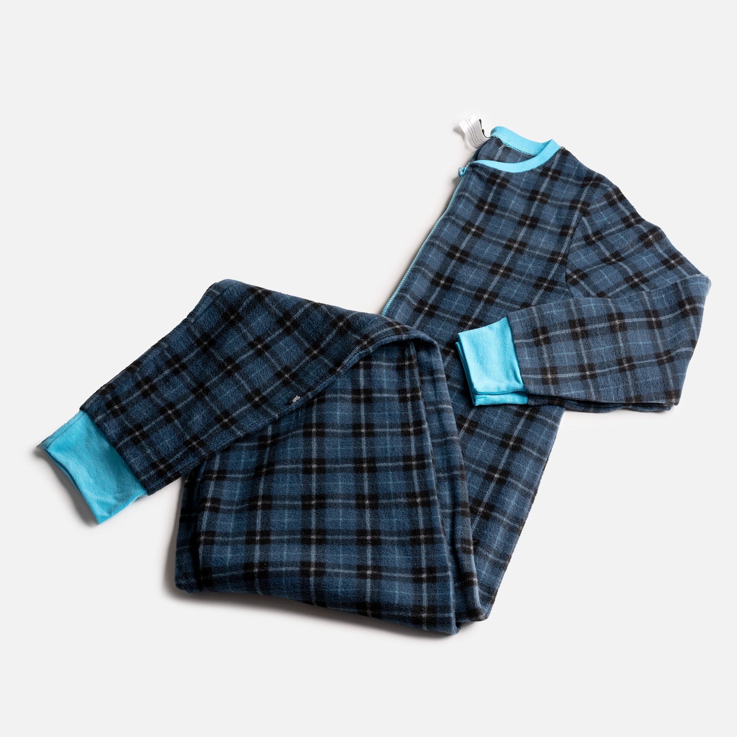 🔵 Matching Blue Plaid Human Onesie – Cozy Zip-Up Pajamas for Pet Parents