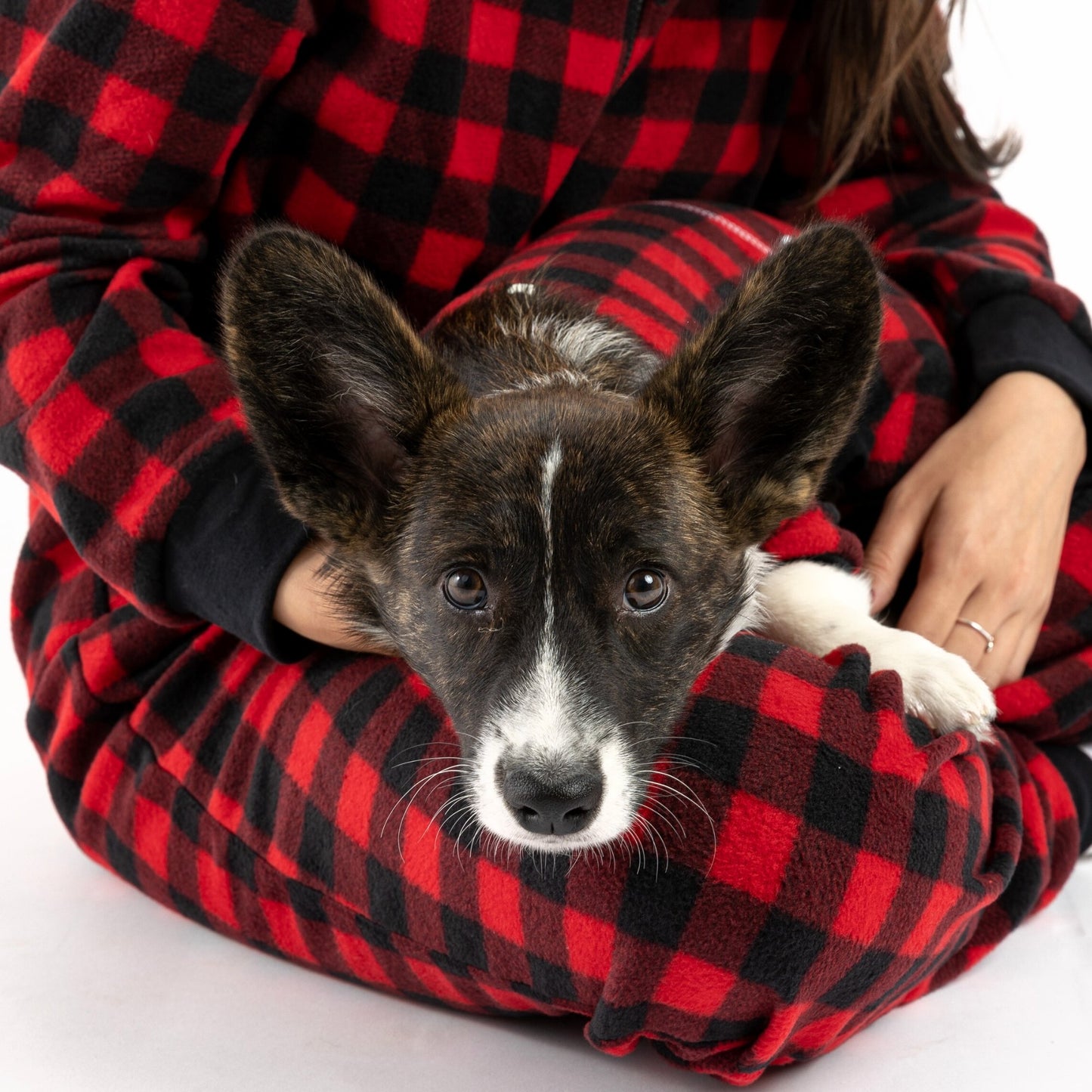 Matching Human & Dog Onesie - Plaid Red - Silver Paw