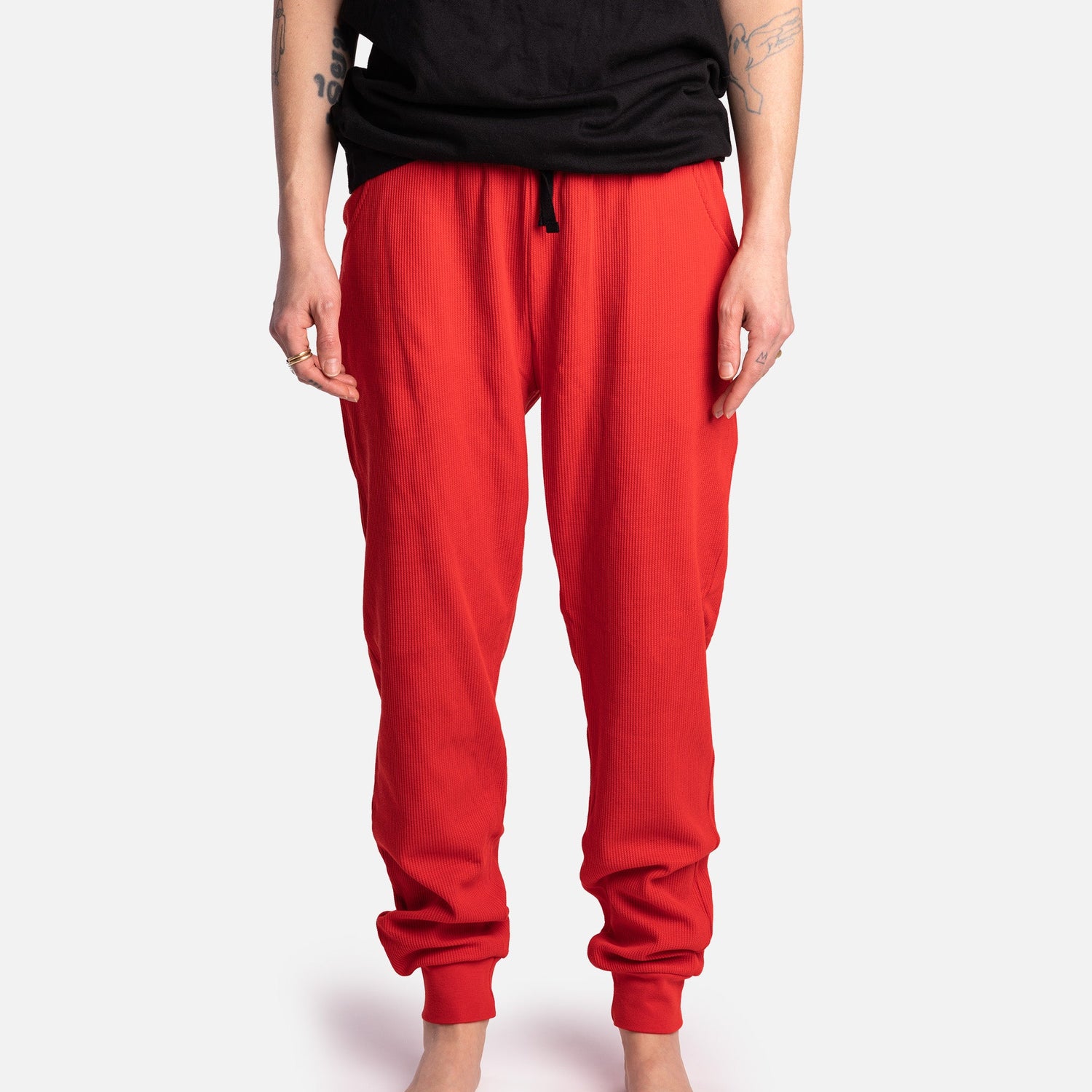 Matching Human & Dog Thermal Pajama - Red - Silver Paw
