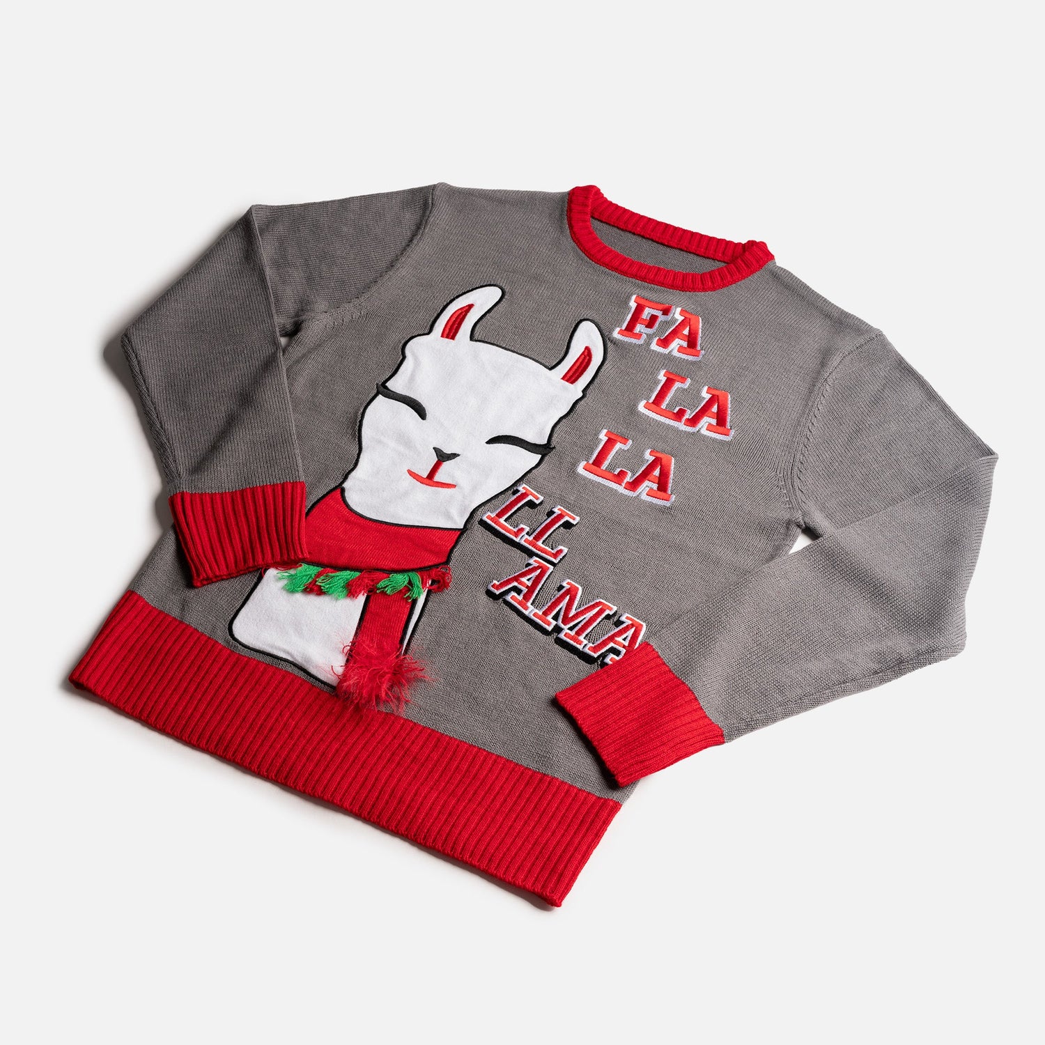 Matching Human & Dog Ugly Xmas Sweater - Fa La La Llama - Silver Paw