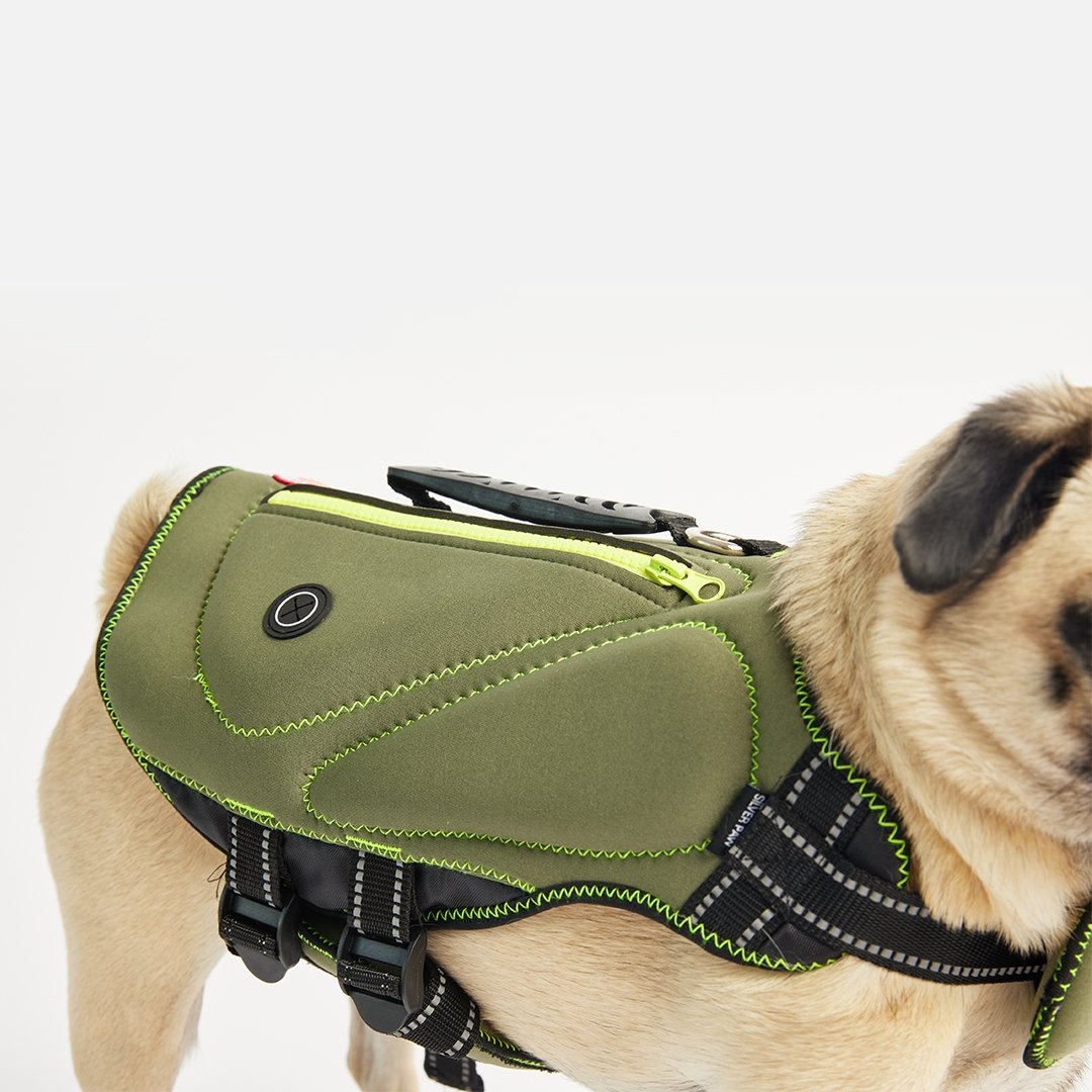 Neoprene Dog Life Jacket-Khaki - Silver Paw - 8372683 Canada Inc.