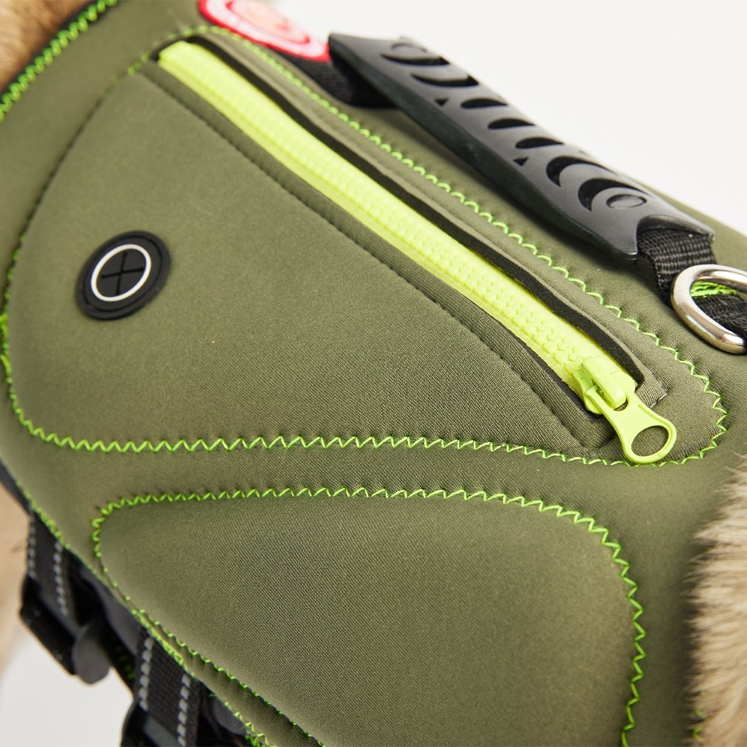 Neoprene Dog Life Jacket-Khaki - Silver Paw - 8372683 Canada Inc.